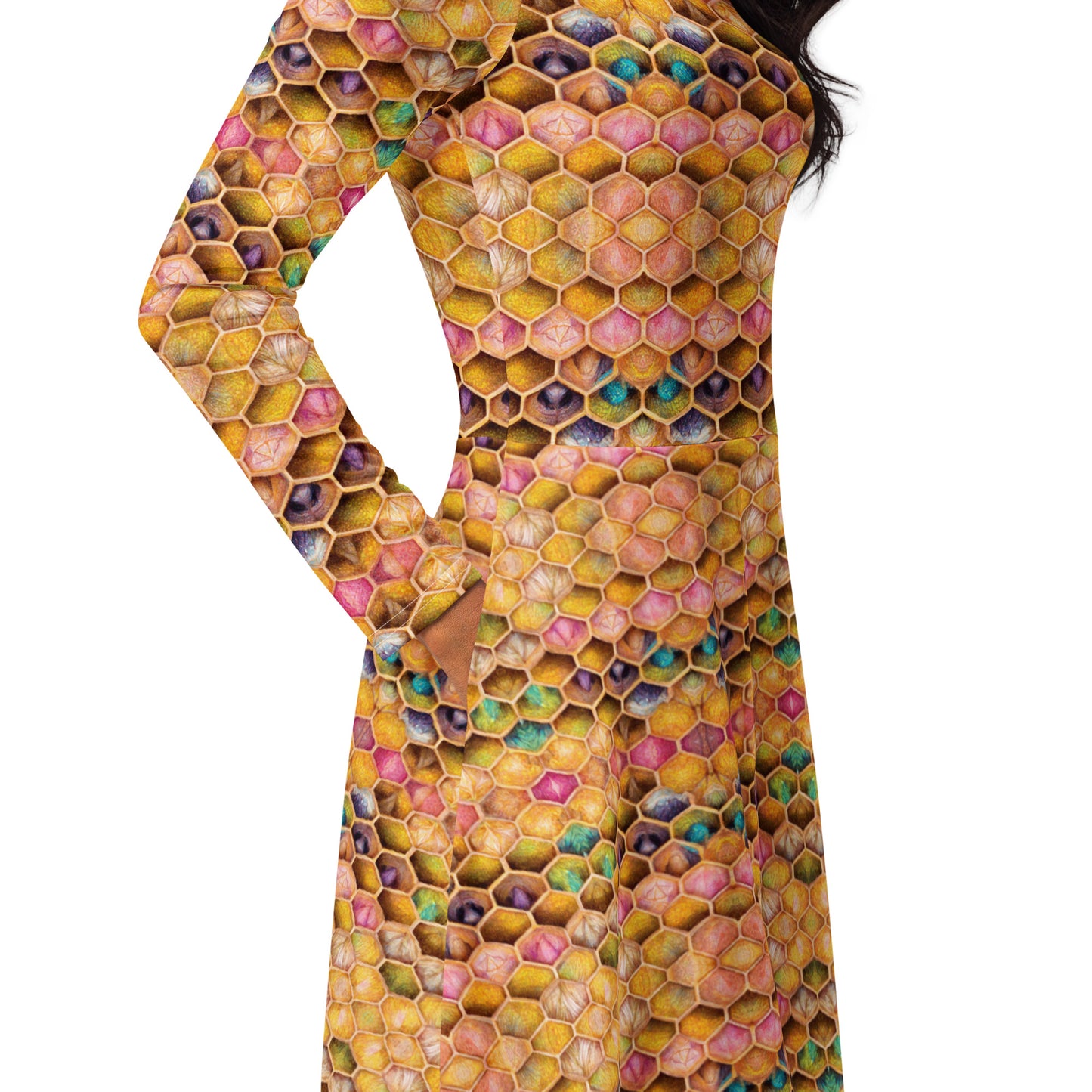 Rainbow Hive Radiance long sleeve midi dress