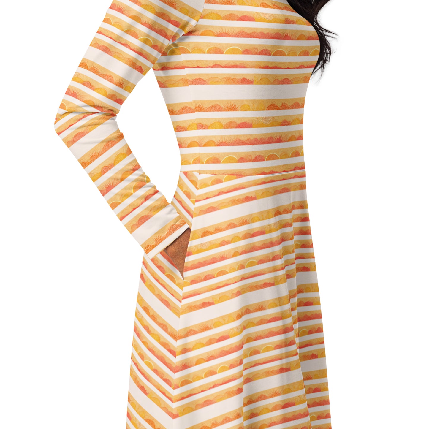 Rising Sun long sleeve midi dress