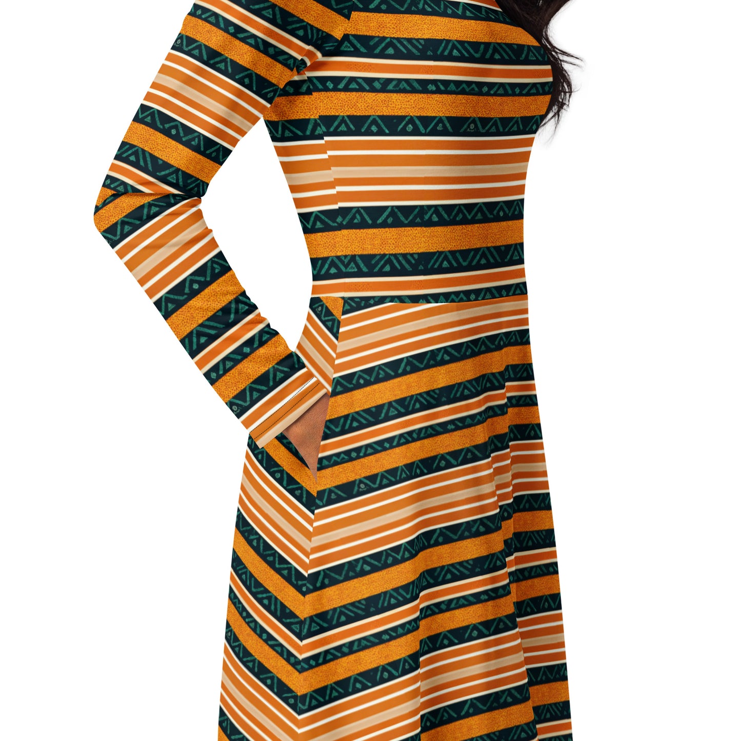 Serengeti Symphony long sleeve midi dress