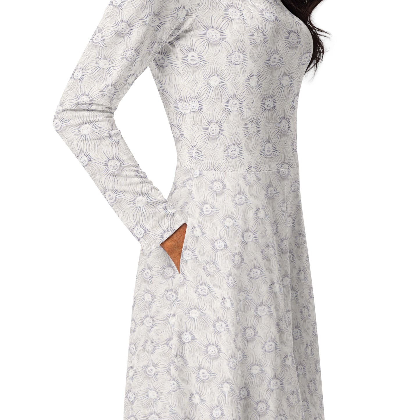 Winter Sun long sleeve midi dress