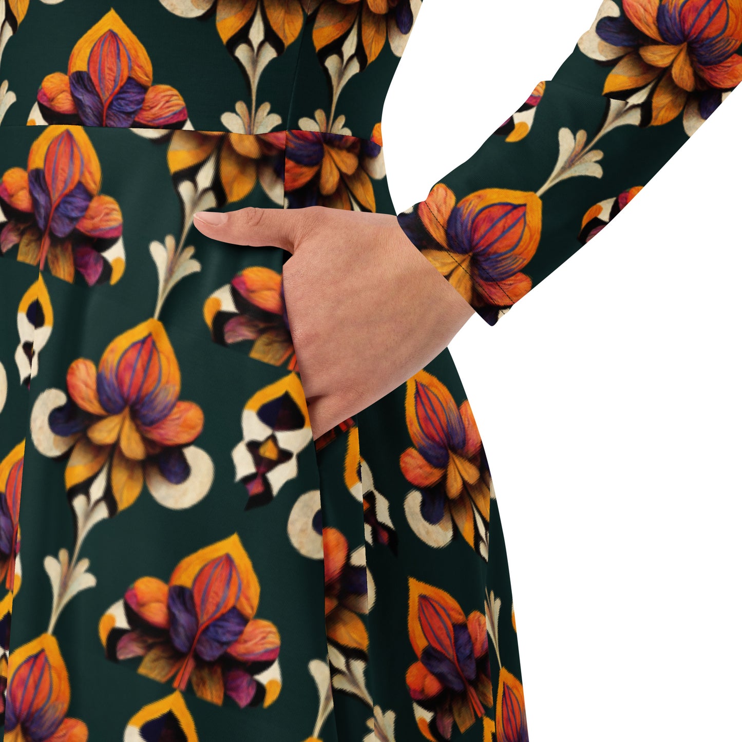 Taza’s Radiant Petals long sleeve midi dress