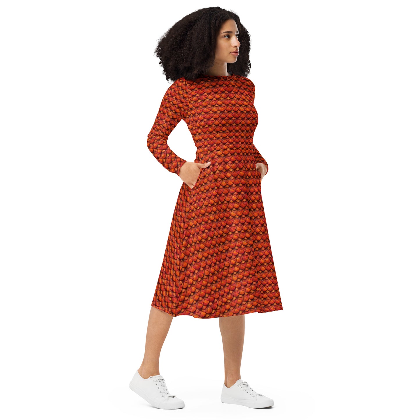 Kurtalor, the Infernal Sentinel of Joy and Peace long sleeve midi dress