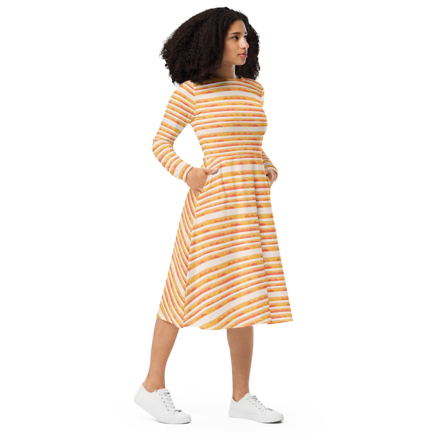 Rising Sun long sleeve midi dress