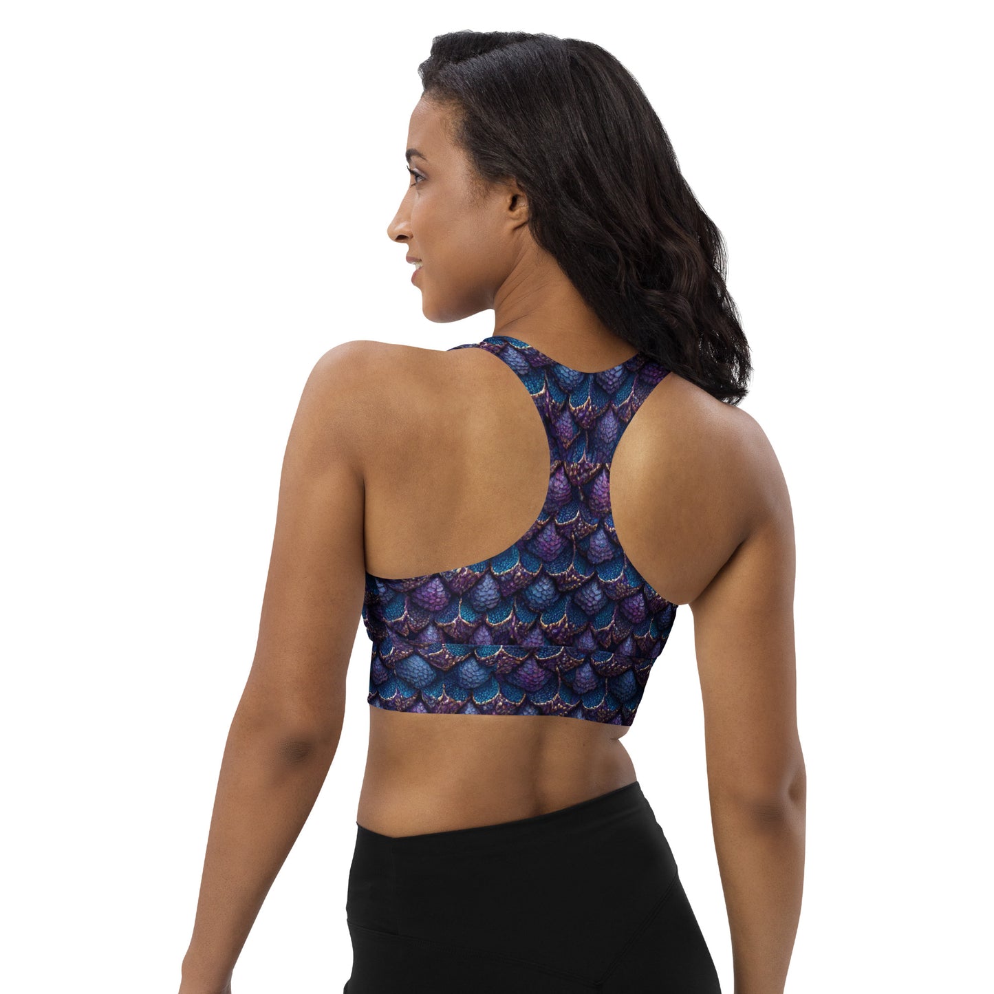 Luminosa, the Radiant Amethyst Drakon Longline sports bra