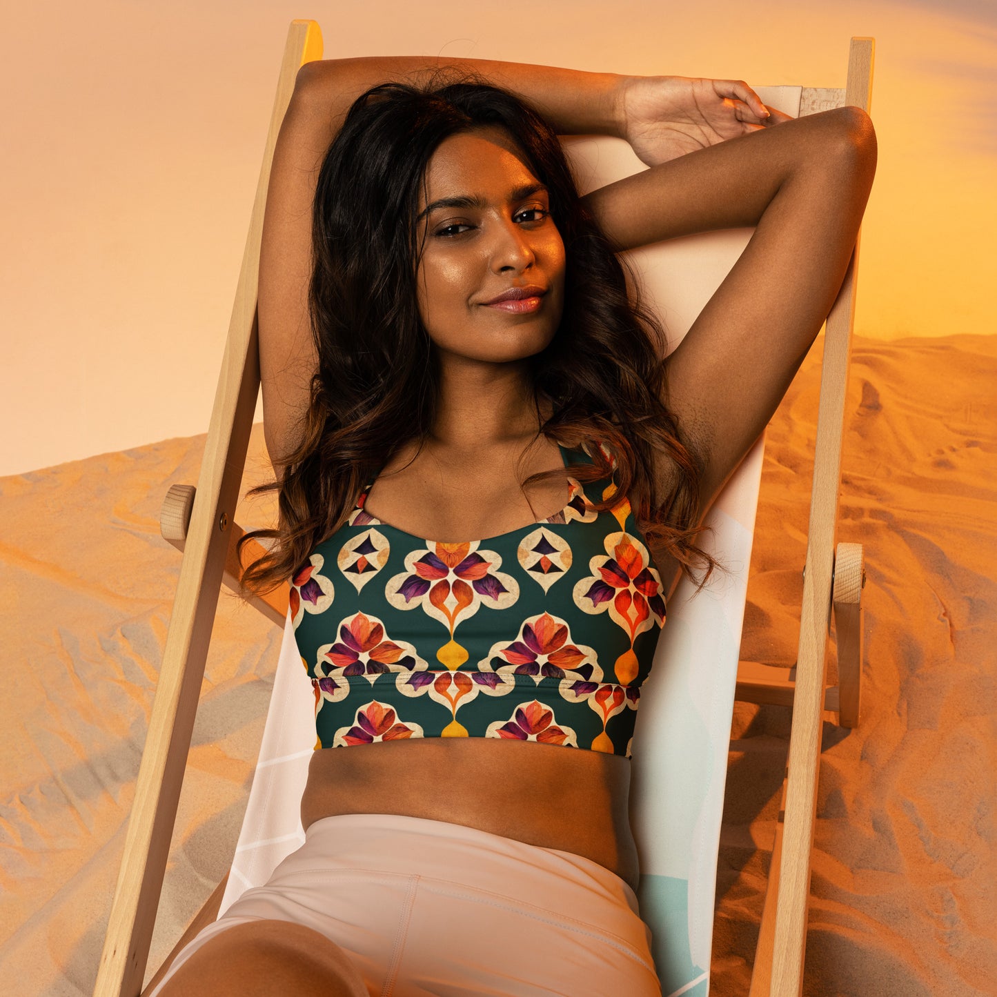 Ifrane’s Rainbow Blossoms Longline sports bra