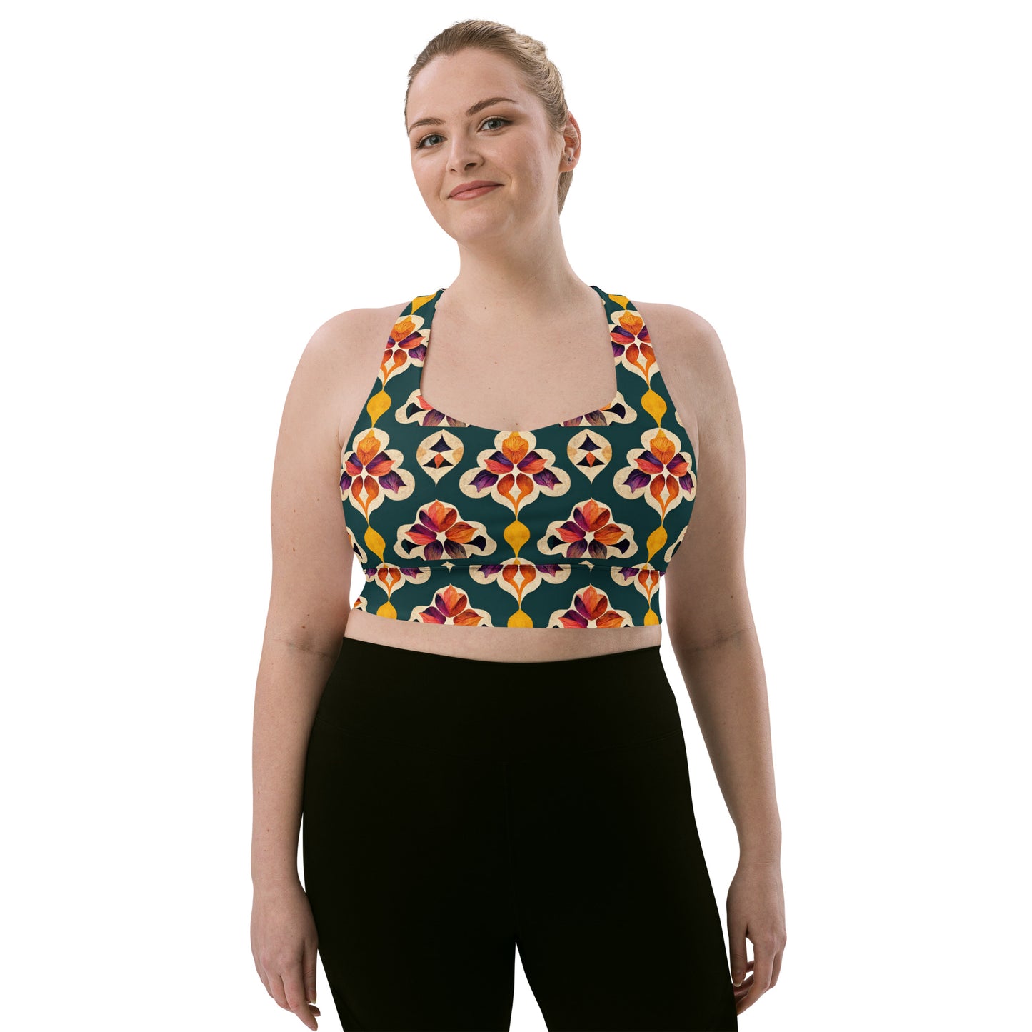 Ifrane’s Rainbow Blossoms Longline sports bra