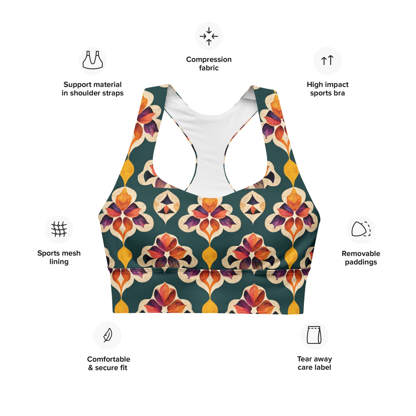 Ifrane’s Rainbow Blossoms Longline sports bra