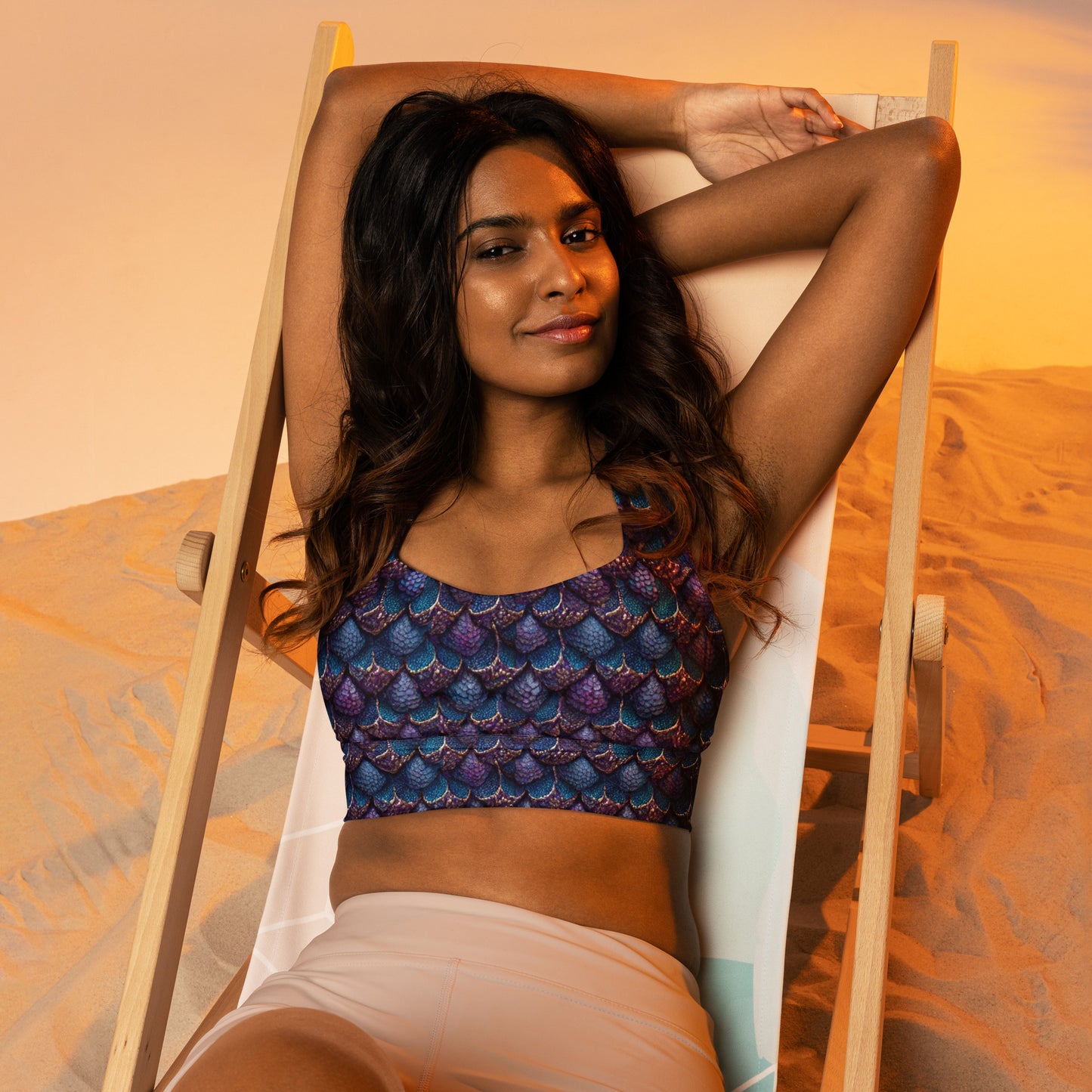 Luminosa, the Radiant Amethyst Drakon Longline sports bra