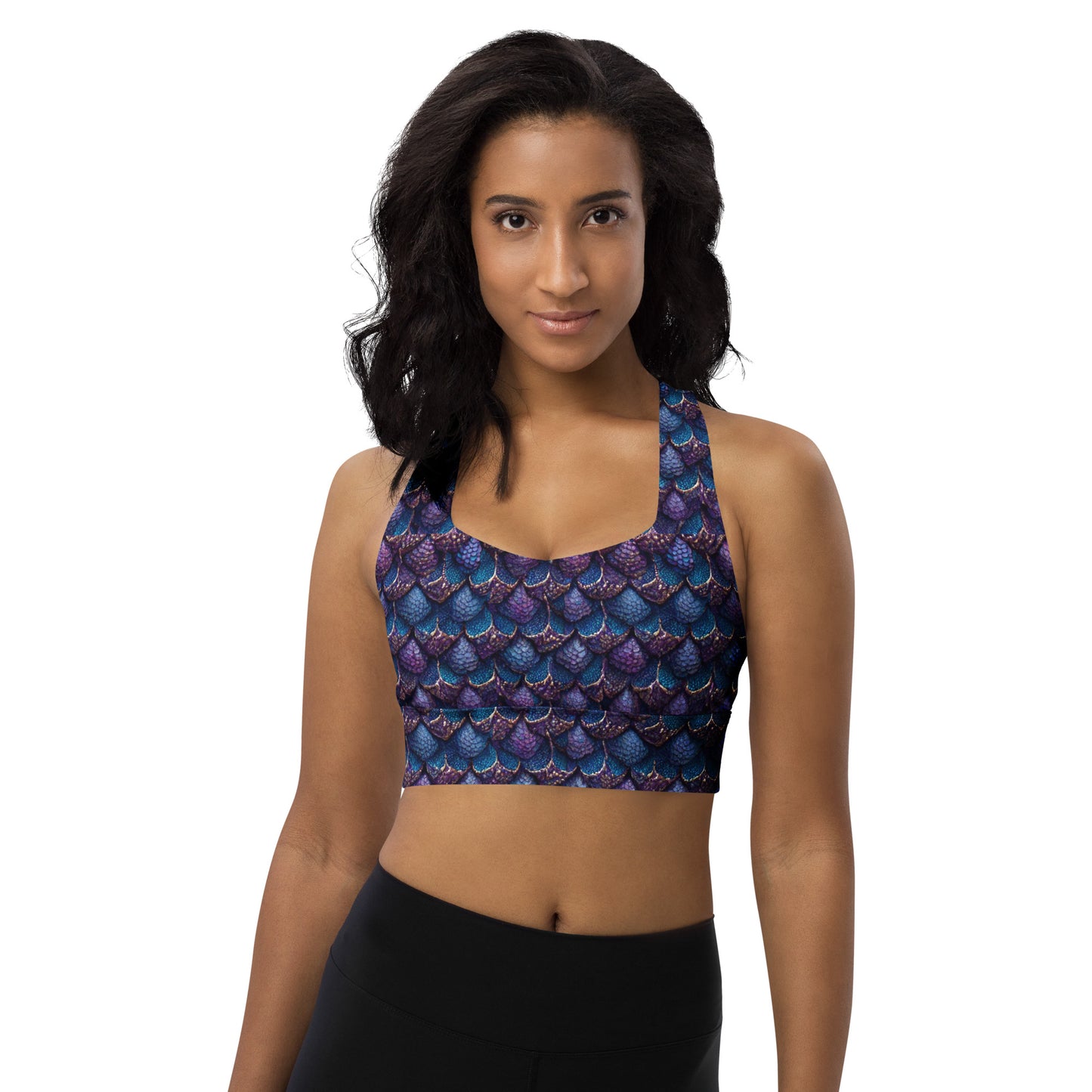 Luminosa, the Radiant Amethyst Drakon Longline sports bra