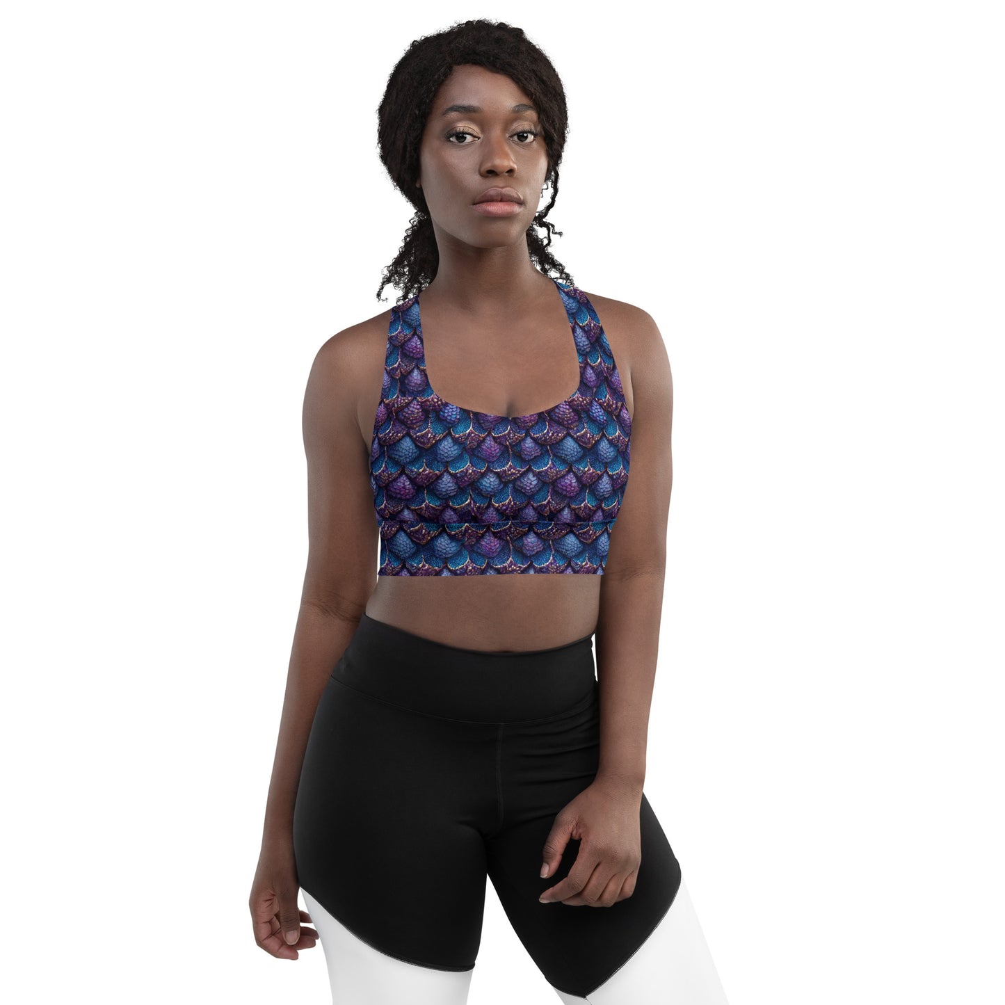 Luminosa, the Radiant Amethyst Drakon Longline sports bra