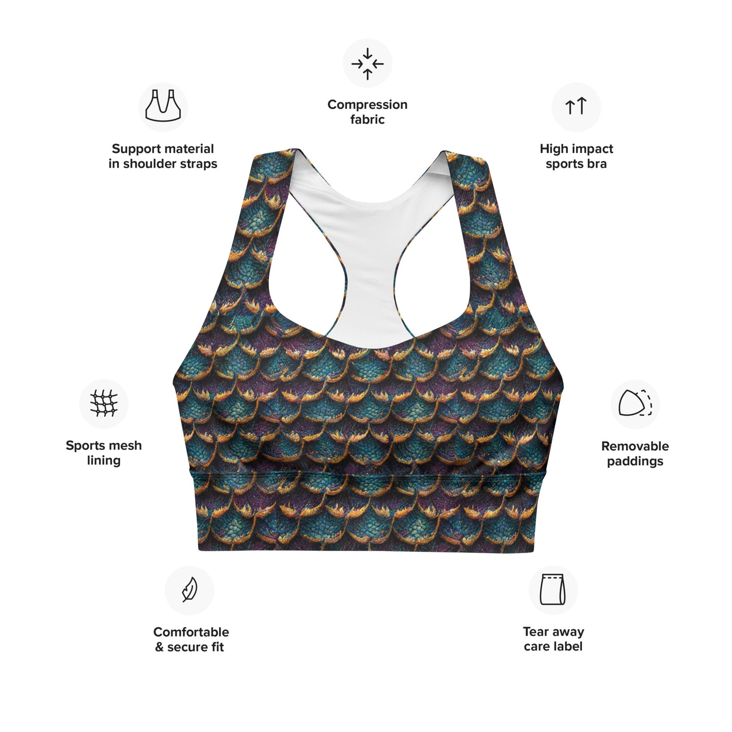 Maelorin, the Coastal Illusionist Dragon Longline sports bra