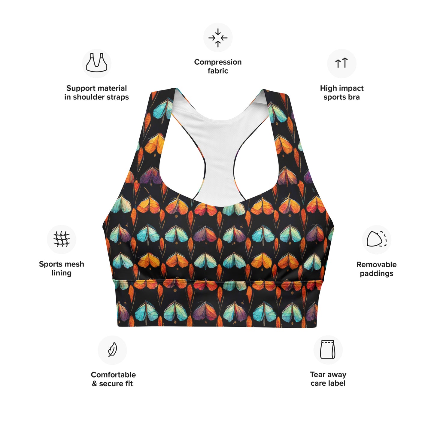 Quilted Wings Longline sports bra