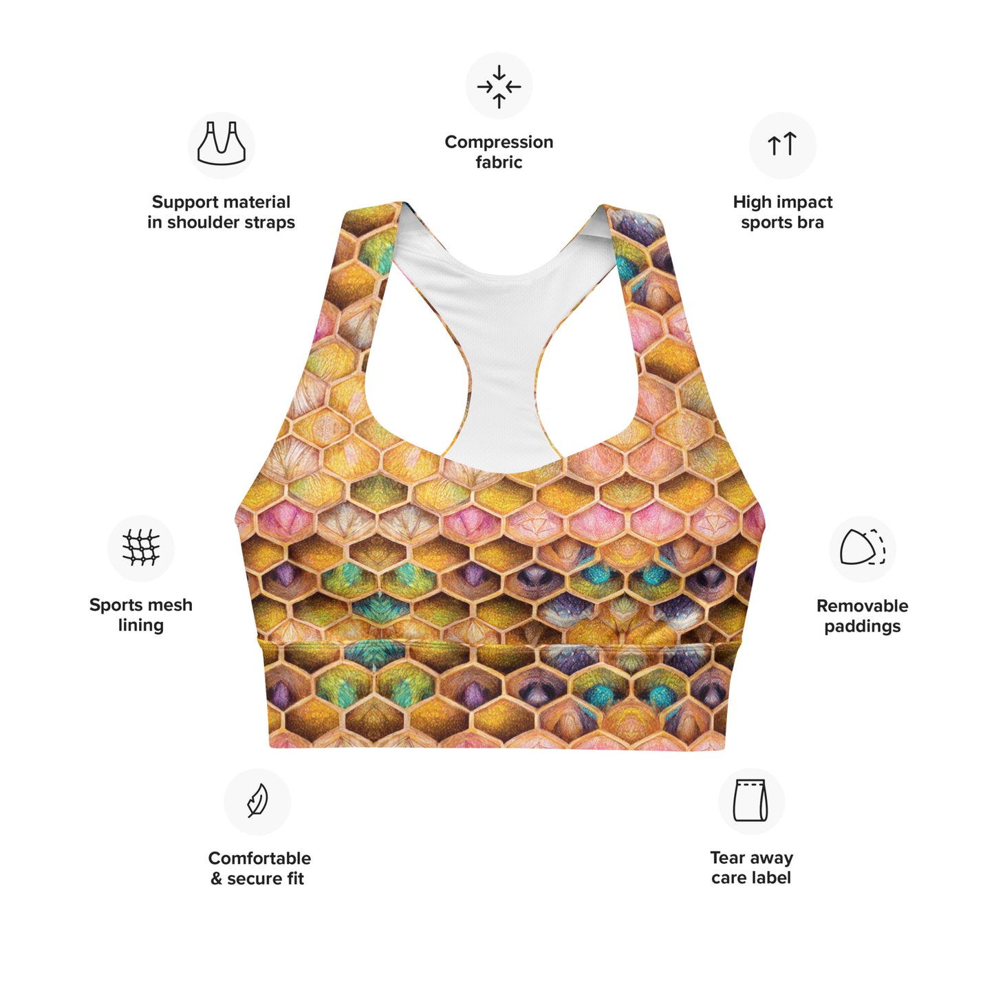 Rainbow Hive Radiance Longline sports bra