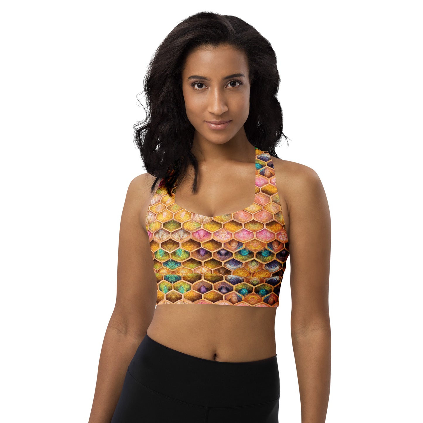 Rainbow Hive Radiance Longline sports bra