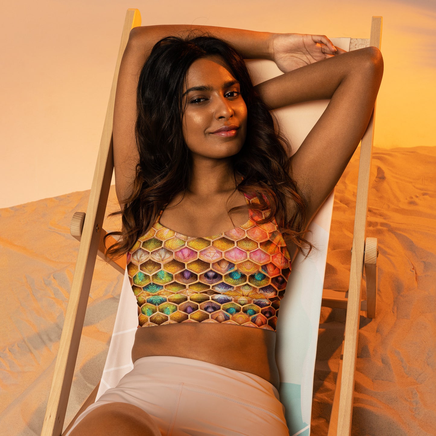 Rainbow Hive Radiance Longline sports bra