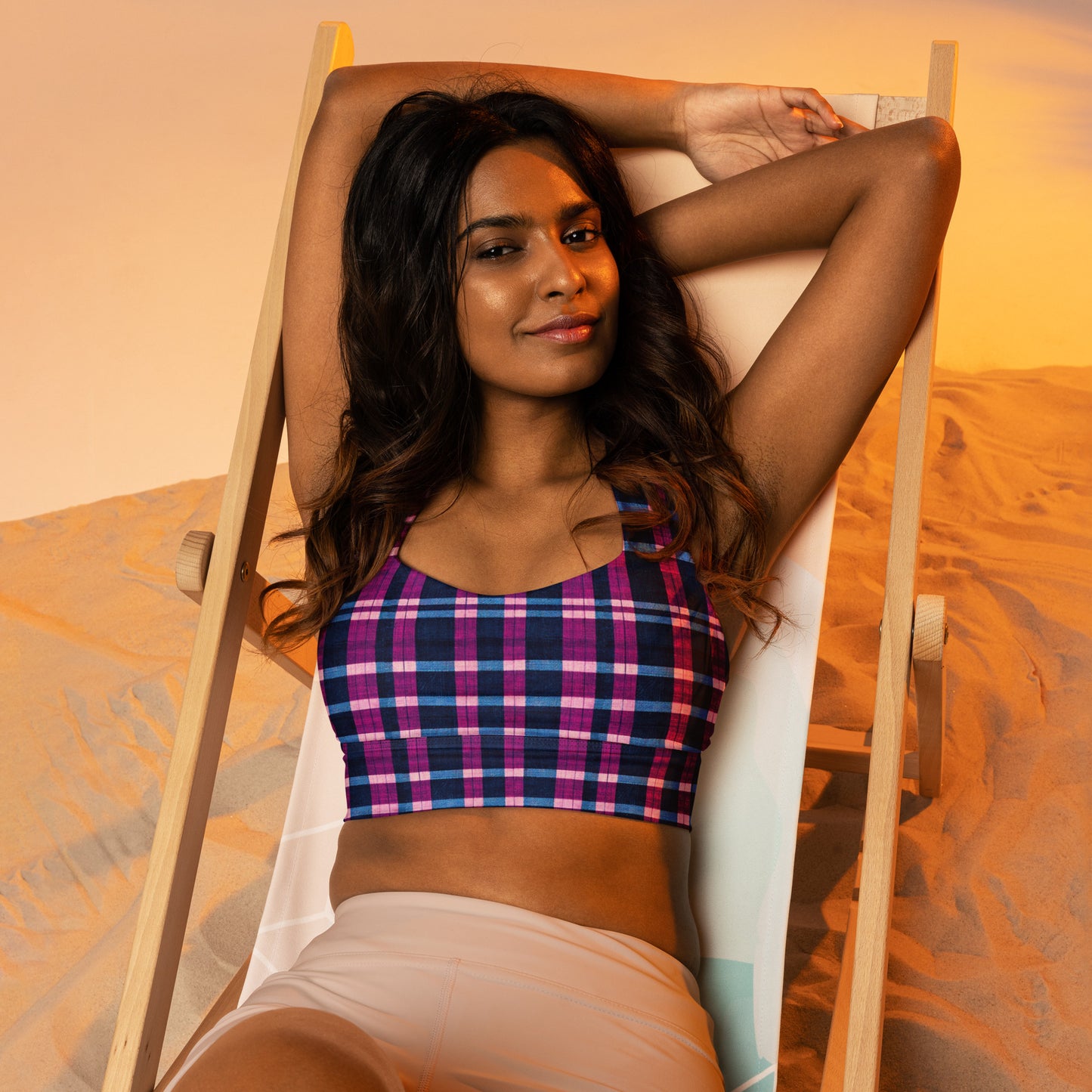 Royal Highlander Plaid Longline sports bra