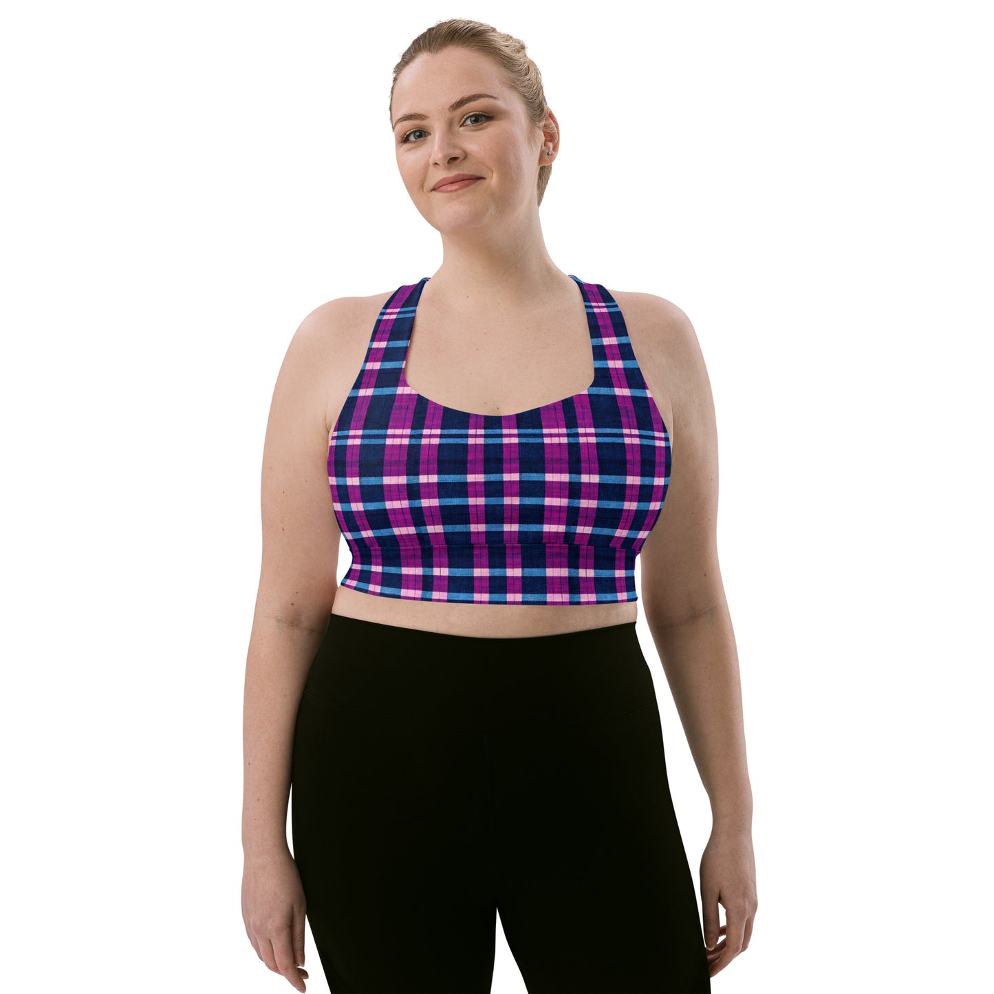 Royal Highlander Plaid Longline sports bra