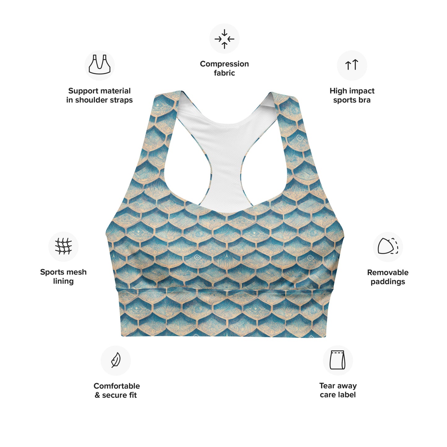 Seafoam Scales Longline sports bra