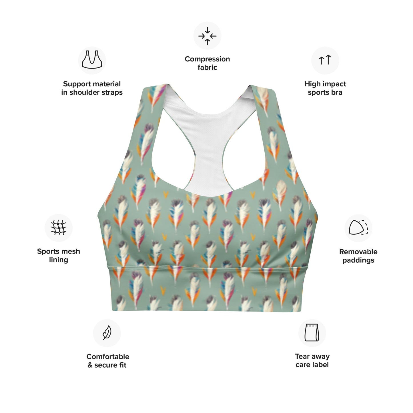 Tropical Birdsong Longline sports bra