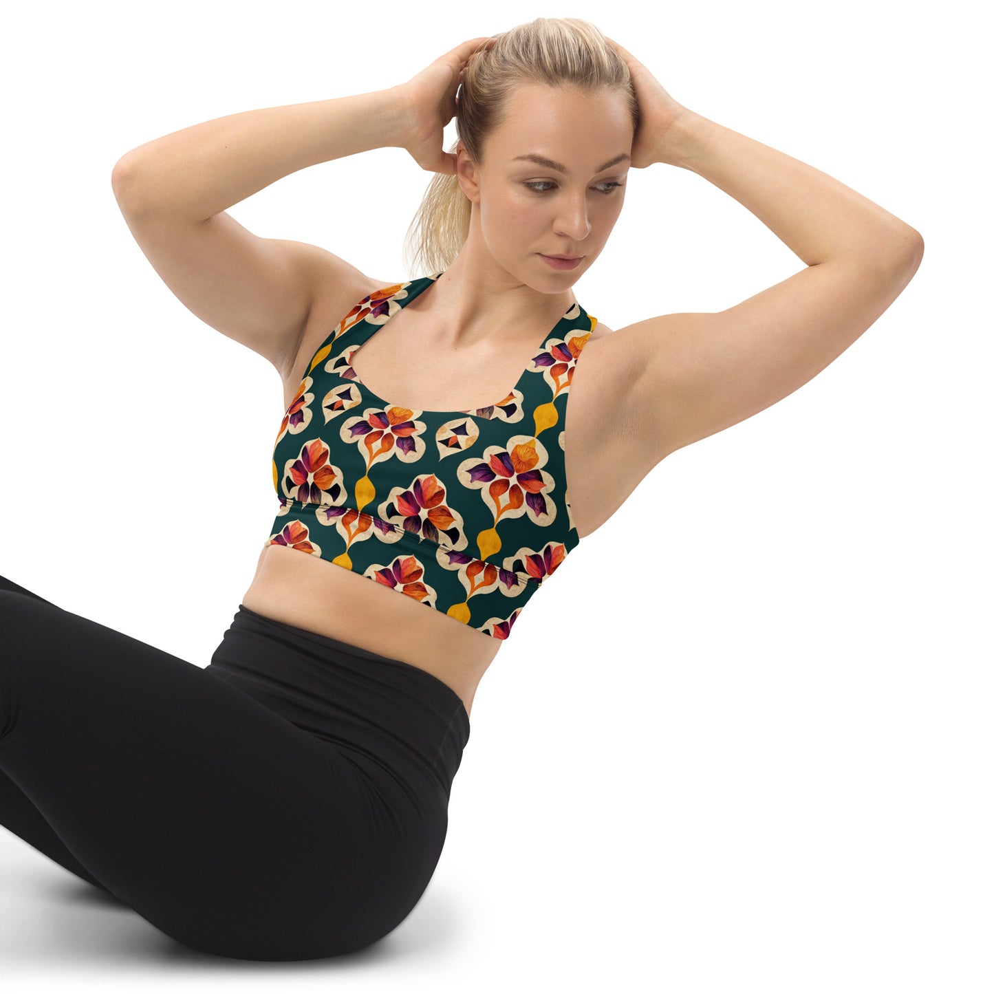 Ifrane’s Rainbow Blossoms Longline sports bra