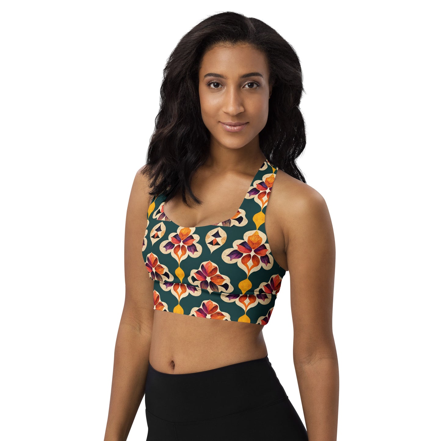 Ifrane’s Rainbow Blossoms Longline sports bra