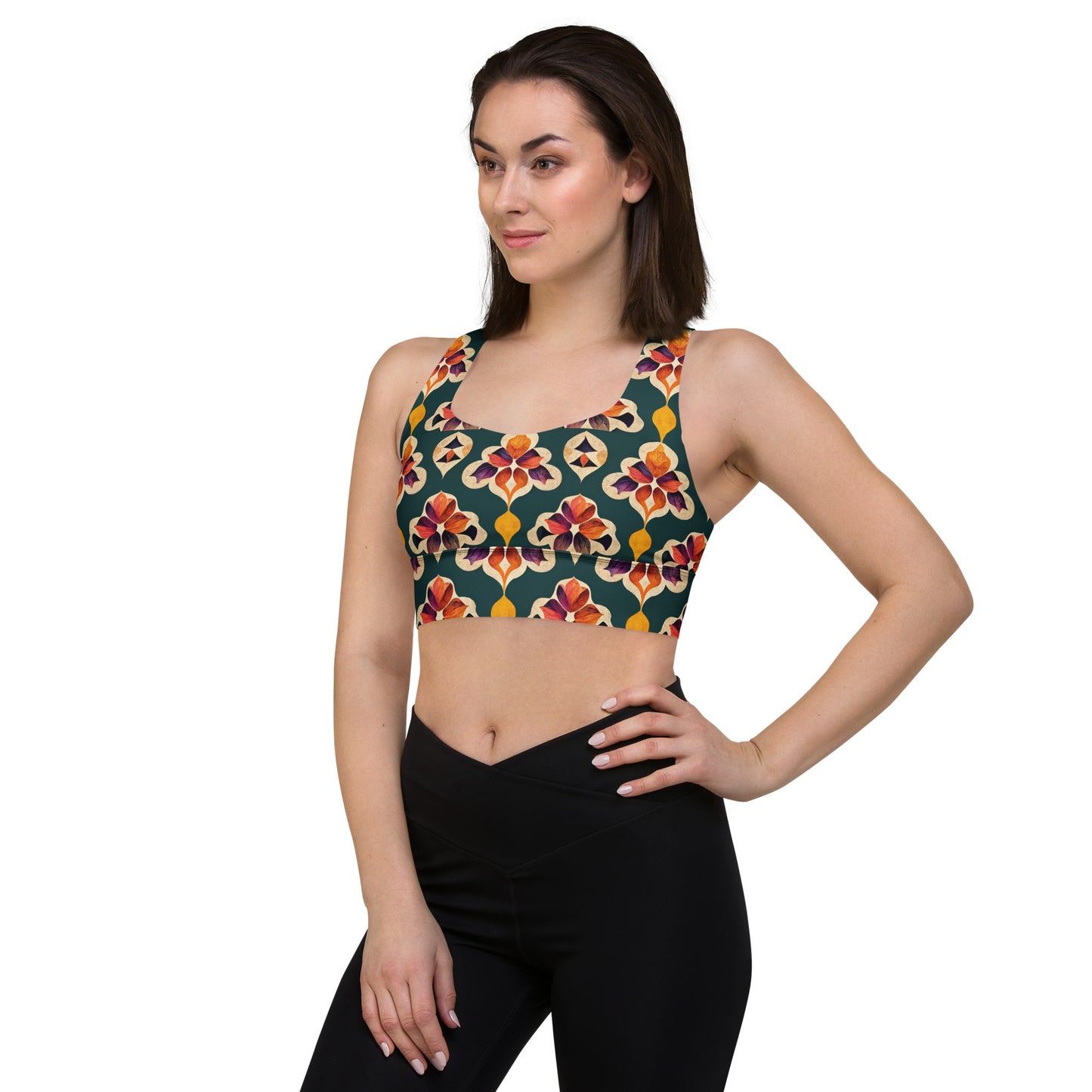 Ifrane’s Rainbow Blossoms Longline sports bra