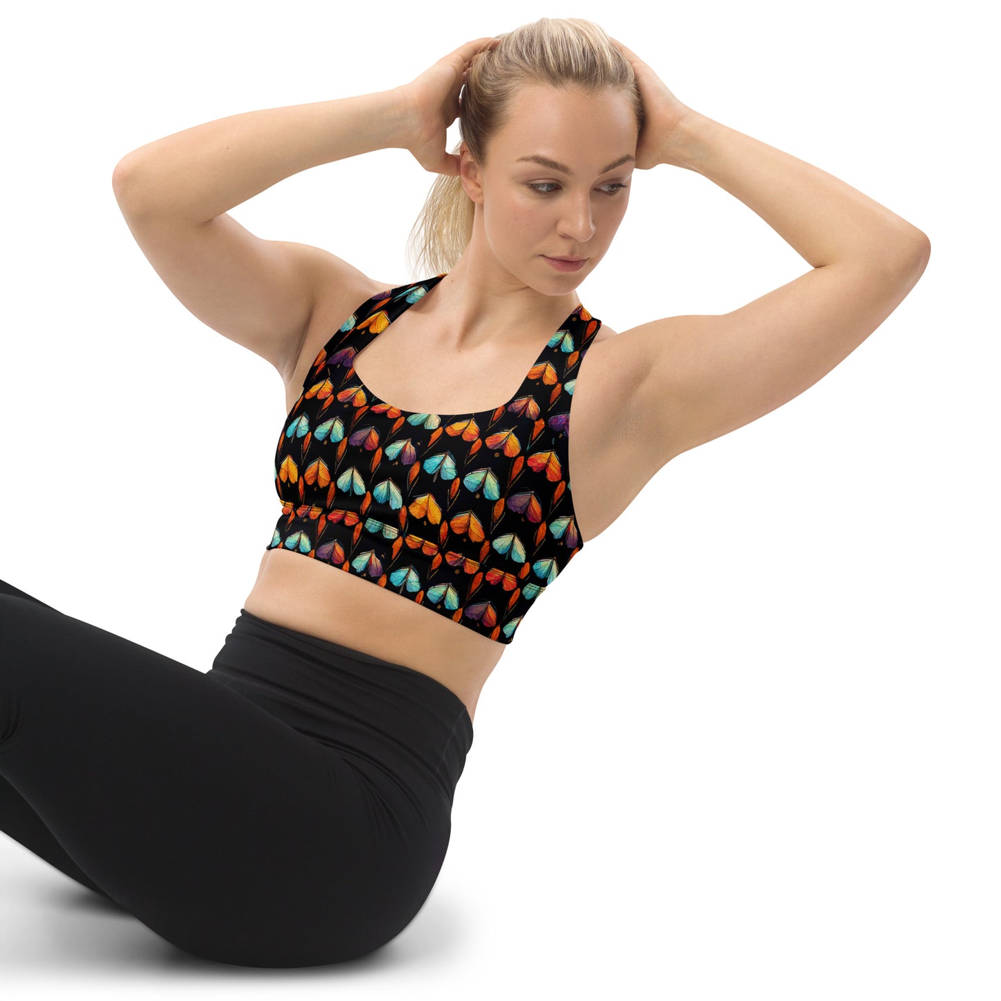 Quilted Wings Longline sports bra