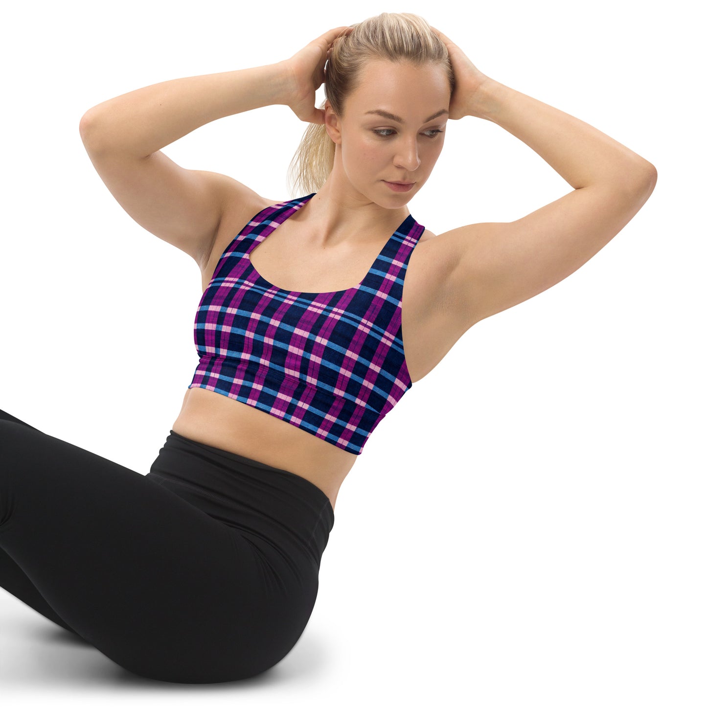 Royal Highlander Plaid Longline sports bra