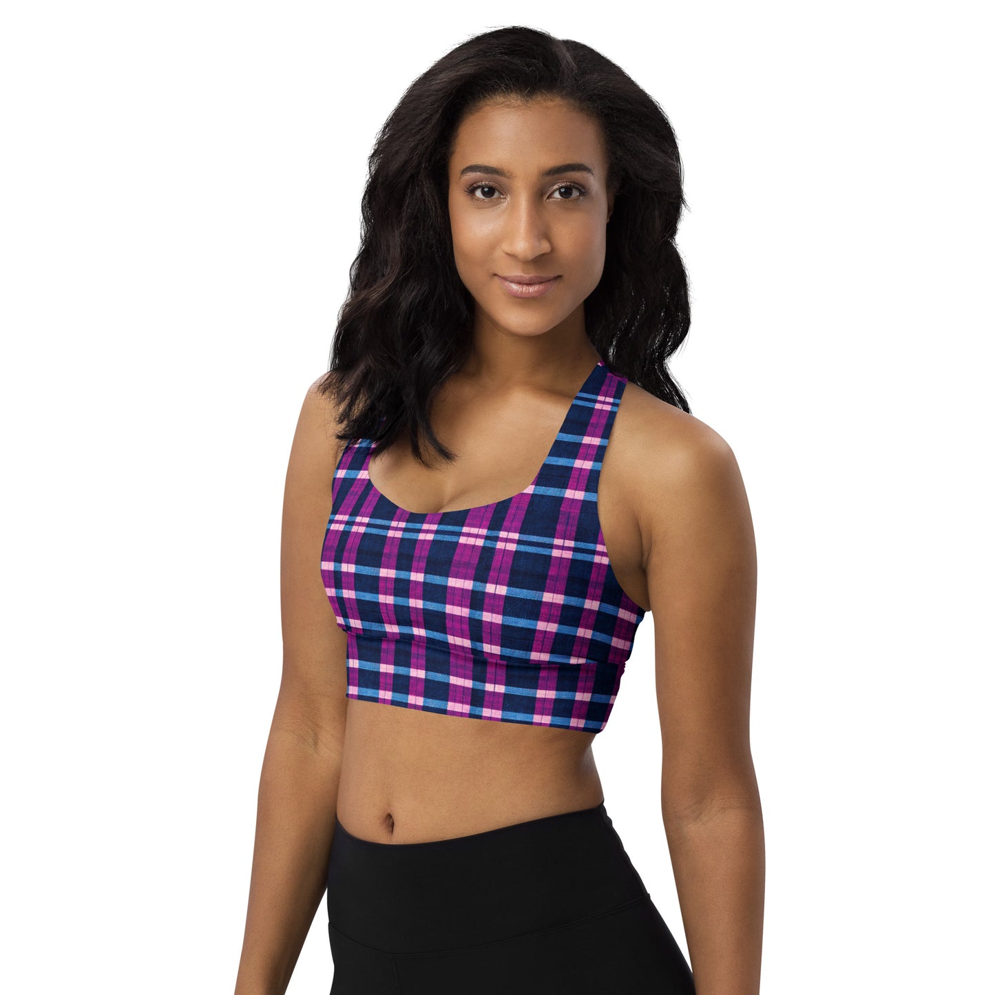 Royal Highlander Plaid Longline sports bra