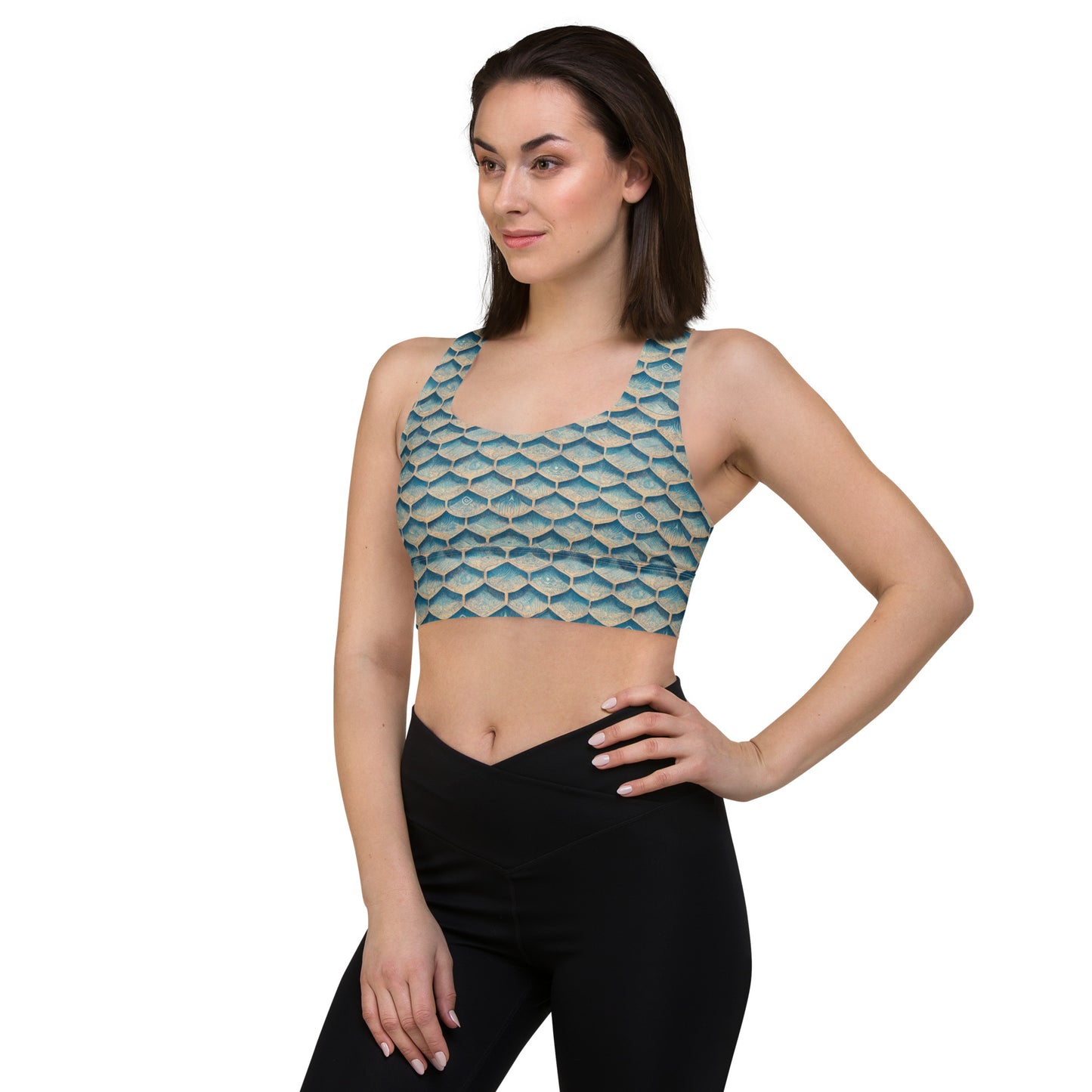 Seafoam Scales Longline sports bra