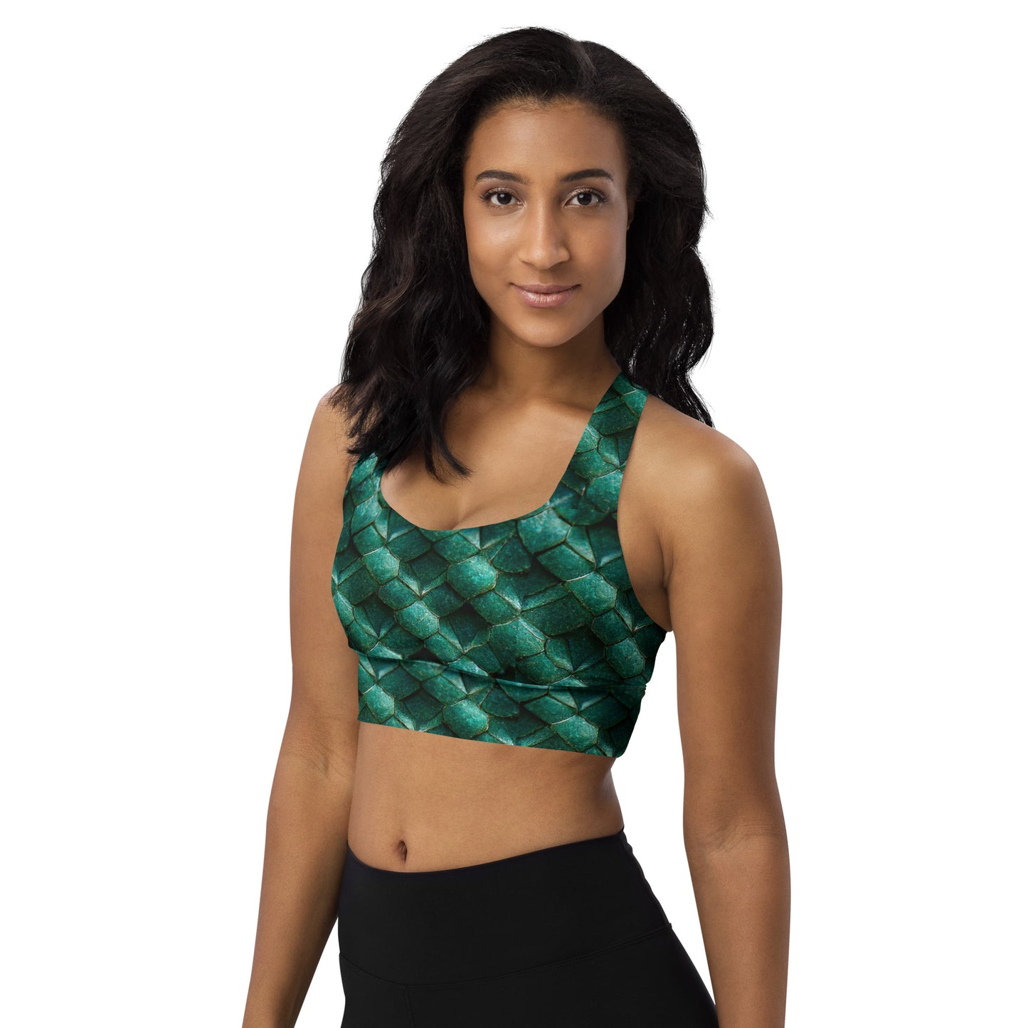 Emeralda the Great Forest Dragon Longline sports bra