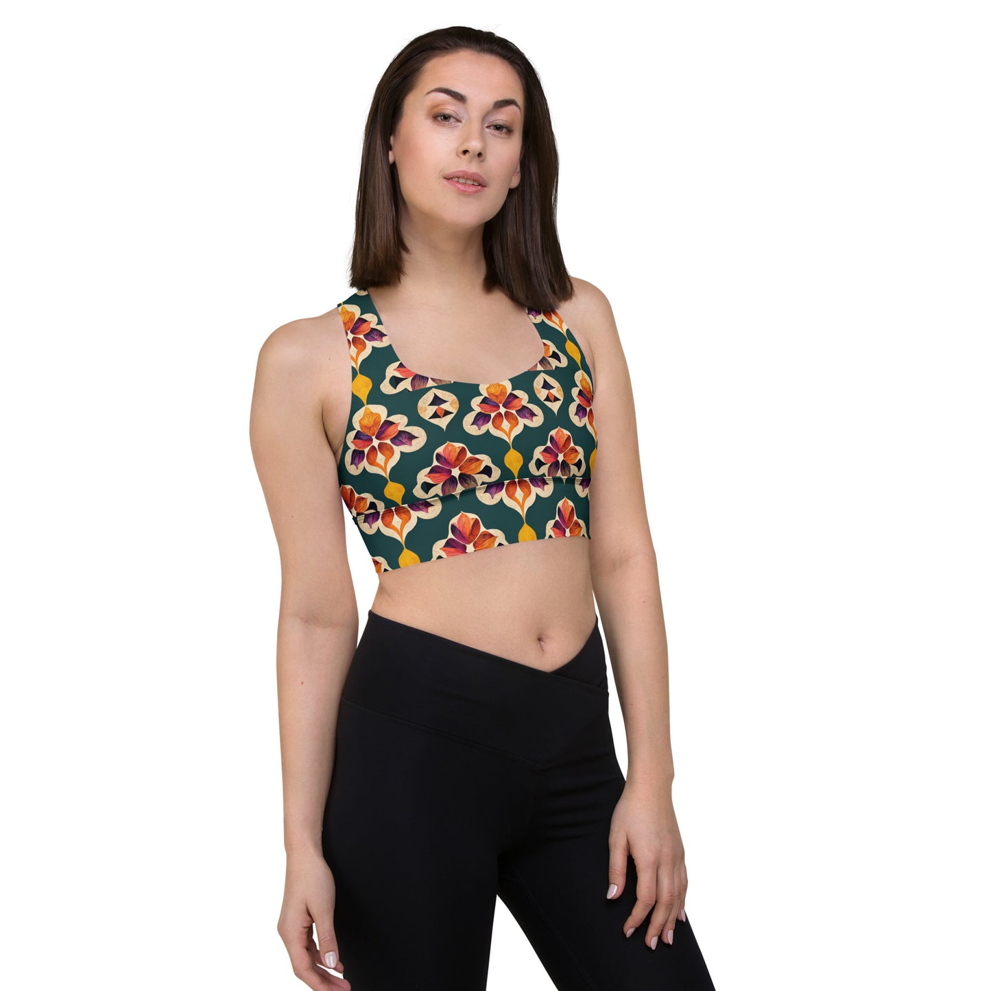 Ifrane’s Rainbow Blossoms Longline sports bra