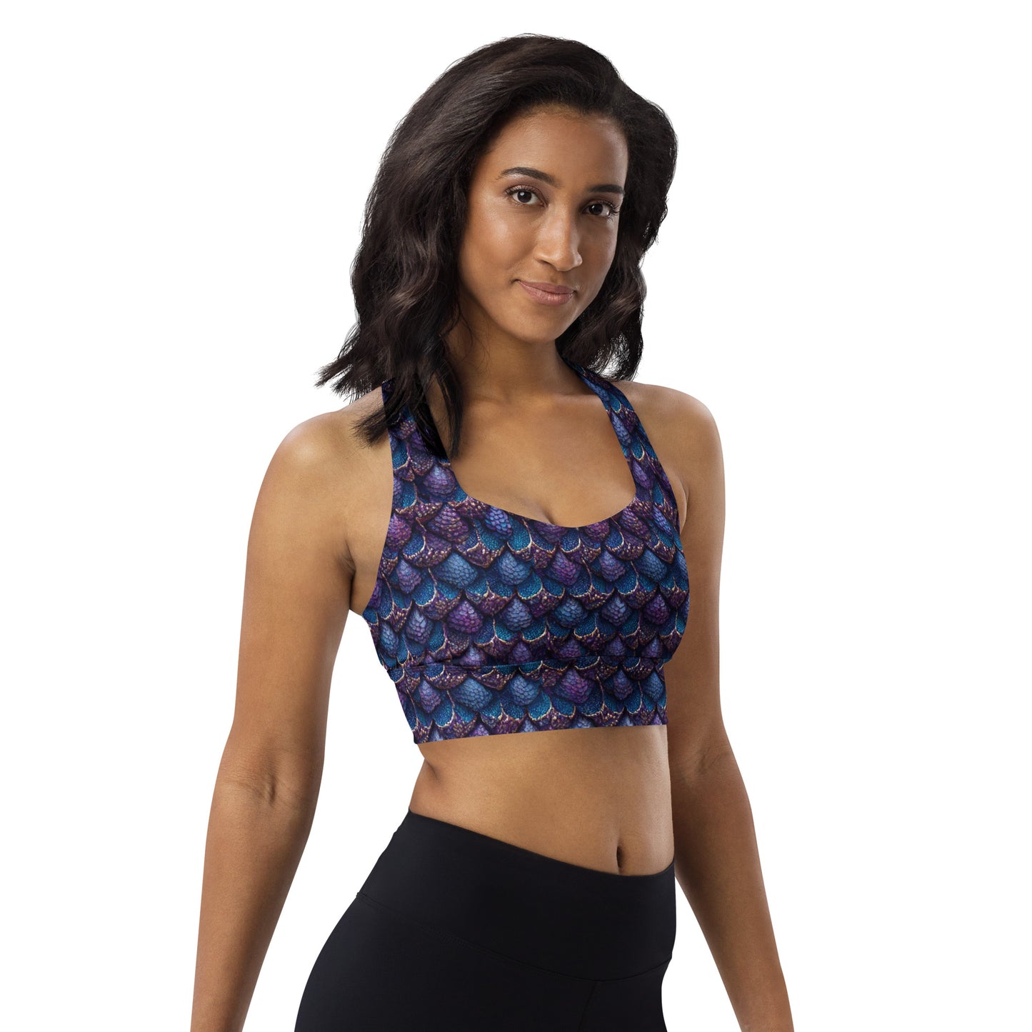 Luminosa, the Radiant Amethyst Drakon Longline sports bra