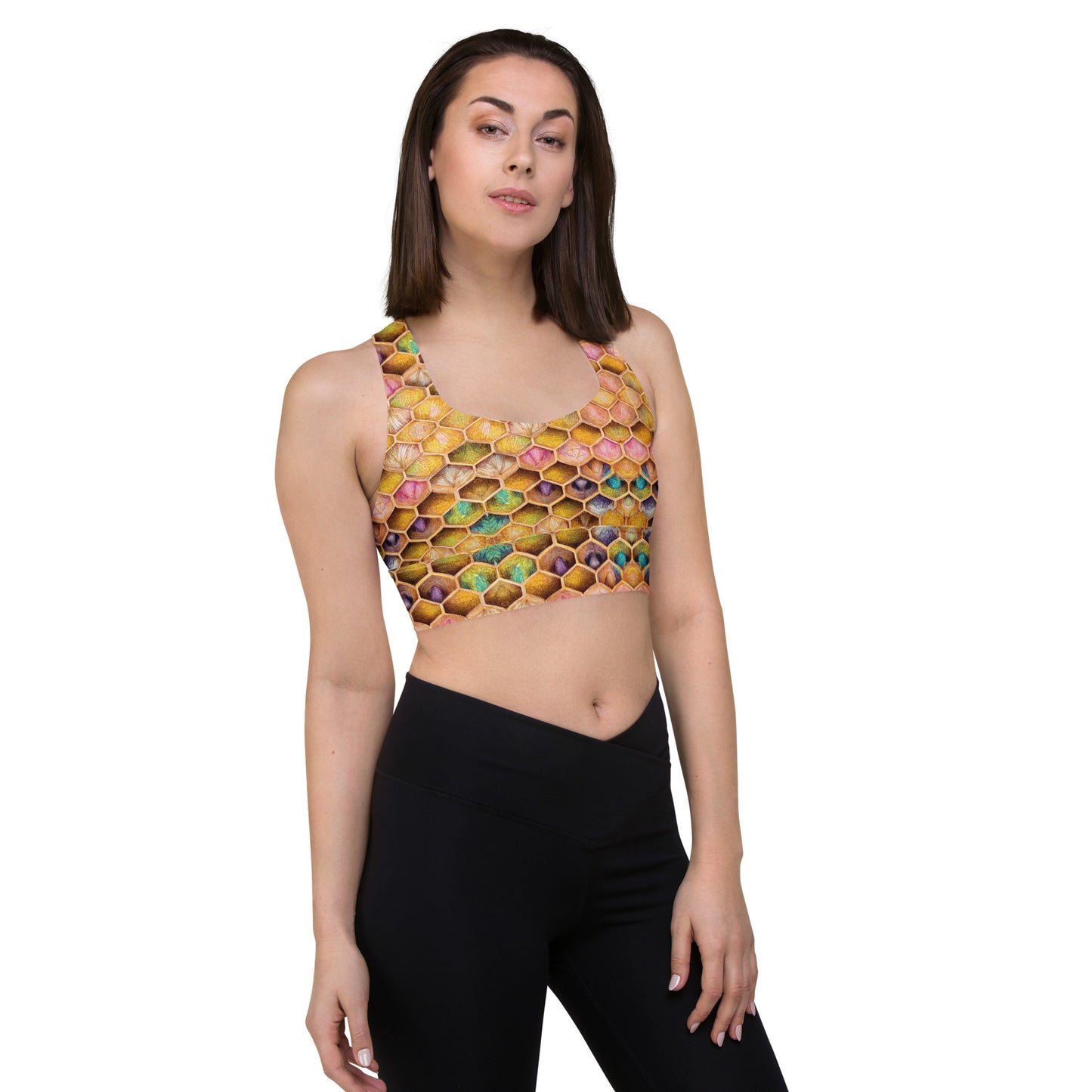 Rainbow Hive Radiance Longline sports bra