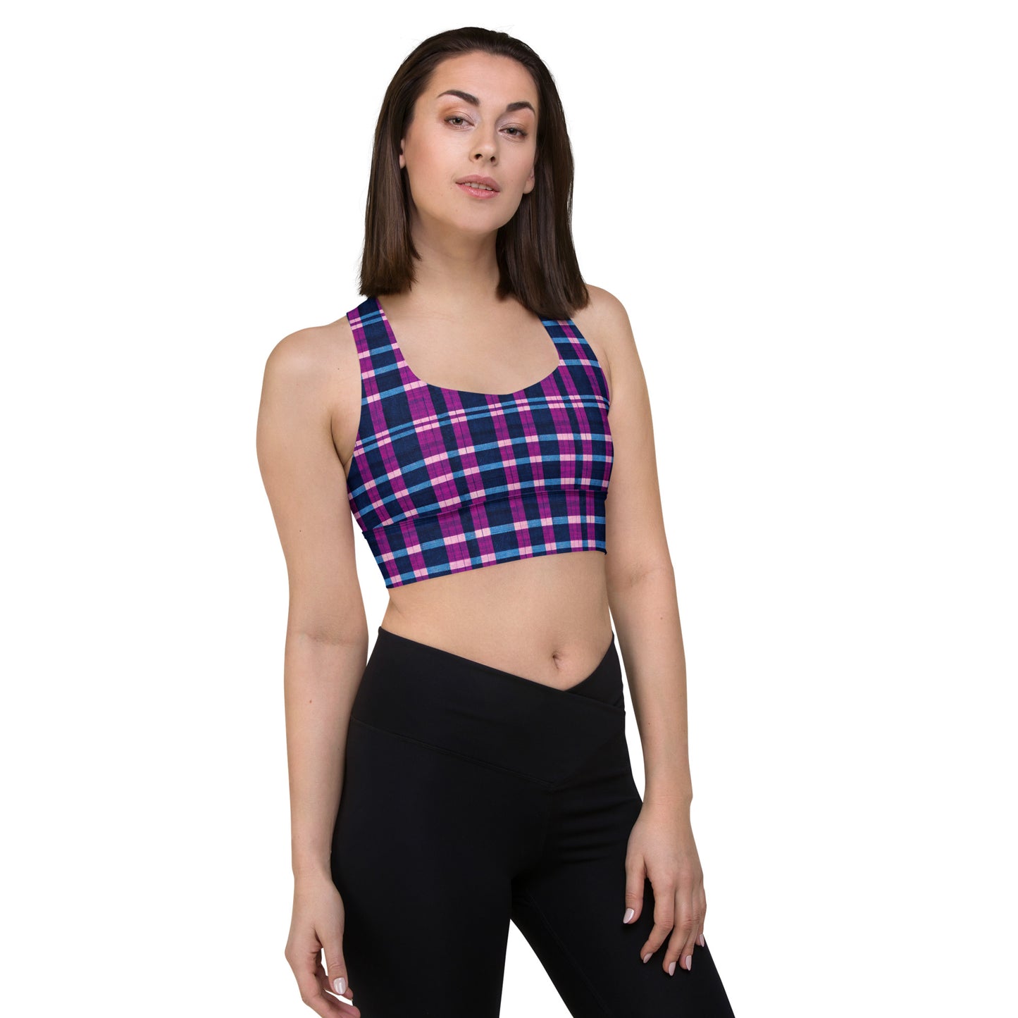 Royal Highlander Plaid Longline sports bra