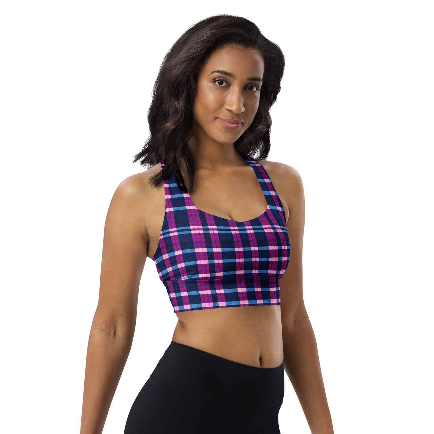 Royal Highlander Plaid Longline sports bra