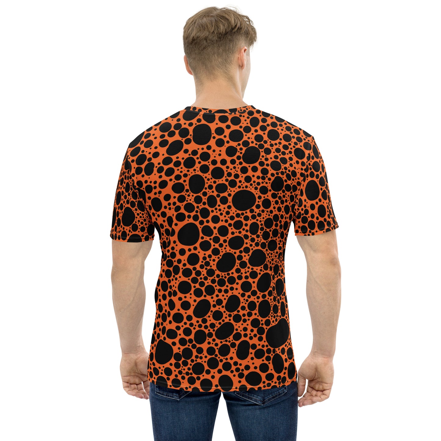 Noir Pointillism on Orange Men's t-shirt