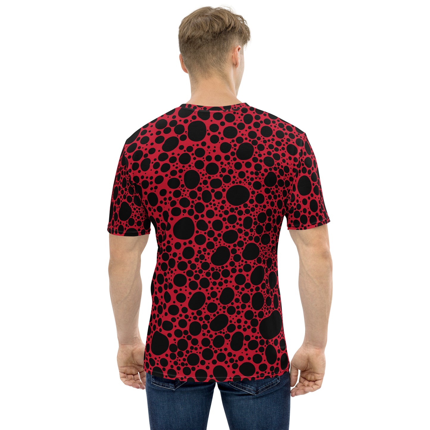 Noir Pointillism on Red Men's t-shirt