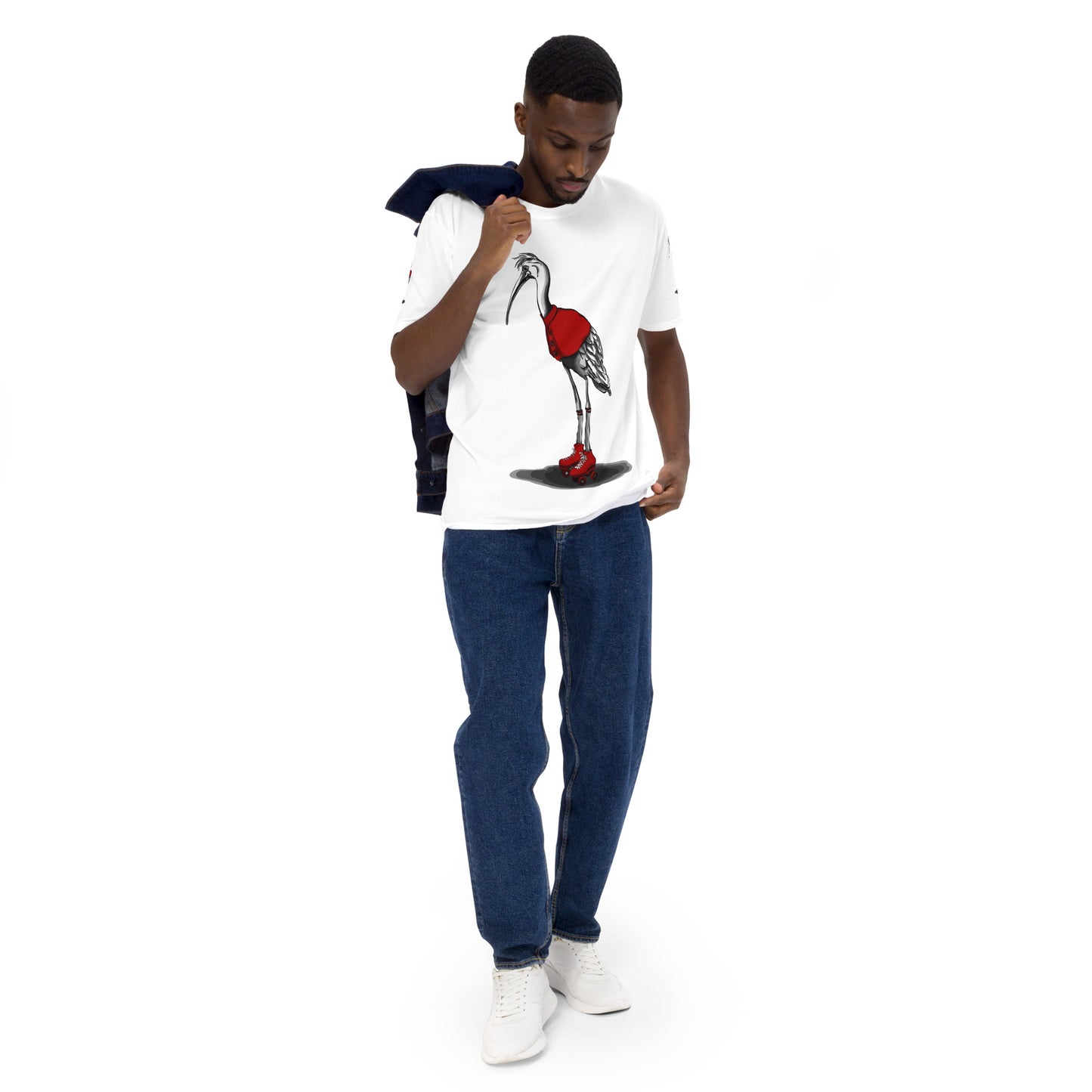 Stork with Roller Skates Men's t-shirt