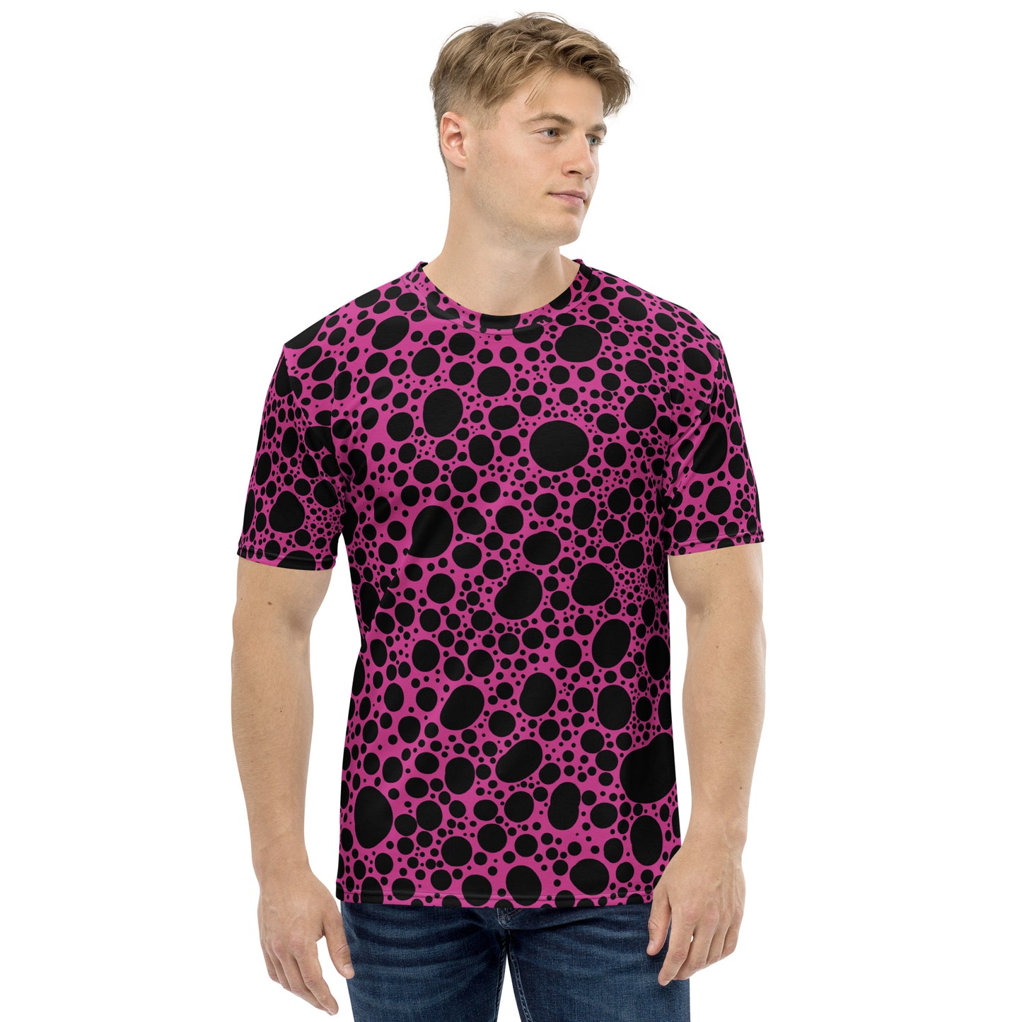 Noir Pointillism on Pink Men's t-shirt