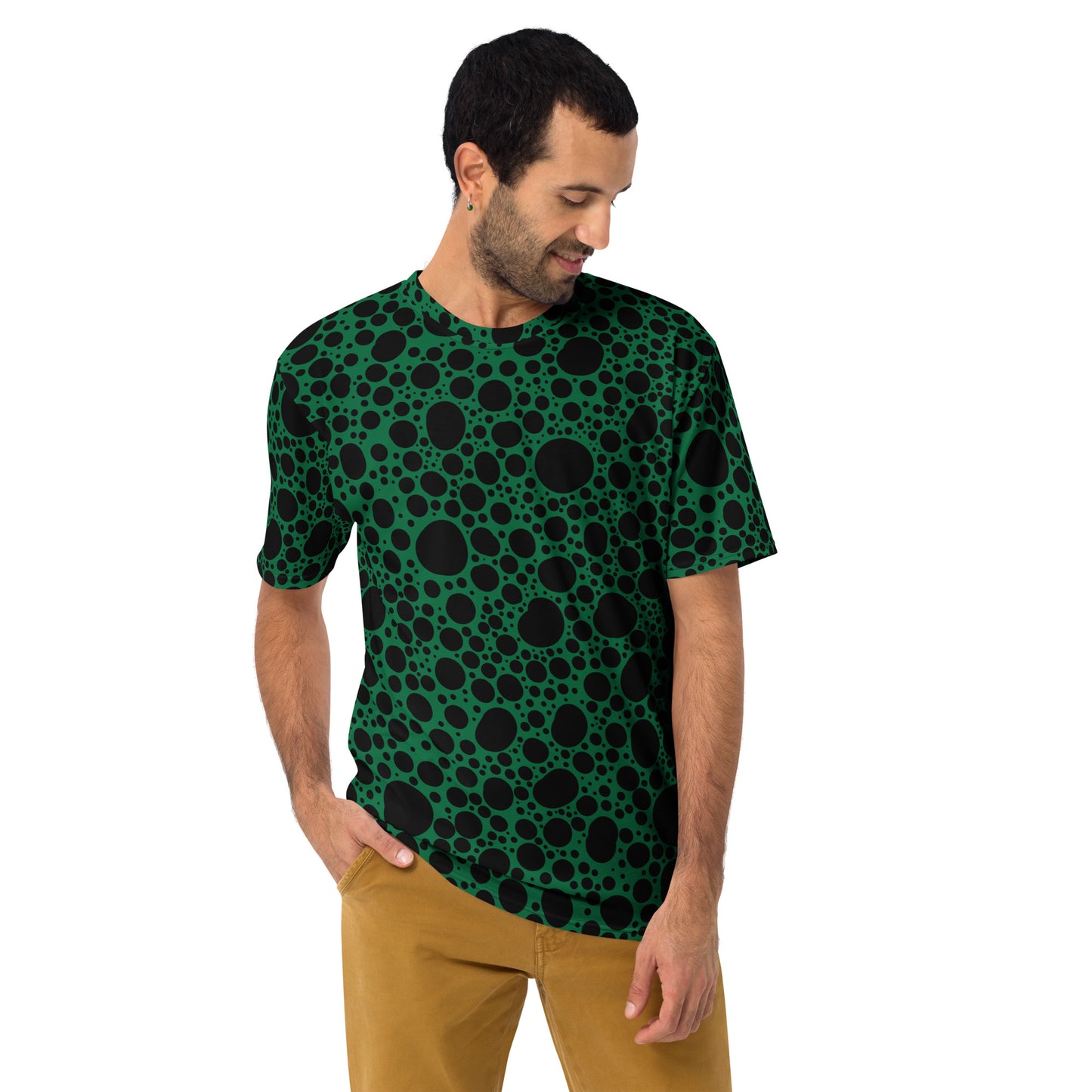 Noir Pointillism on Green Men's t-shirt