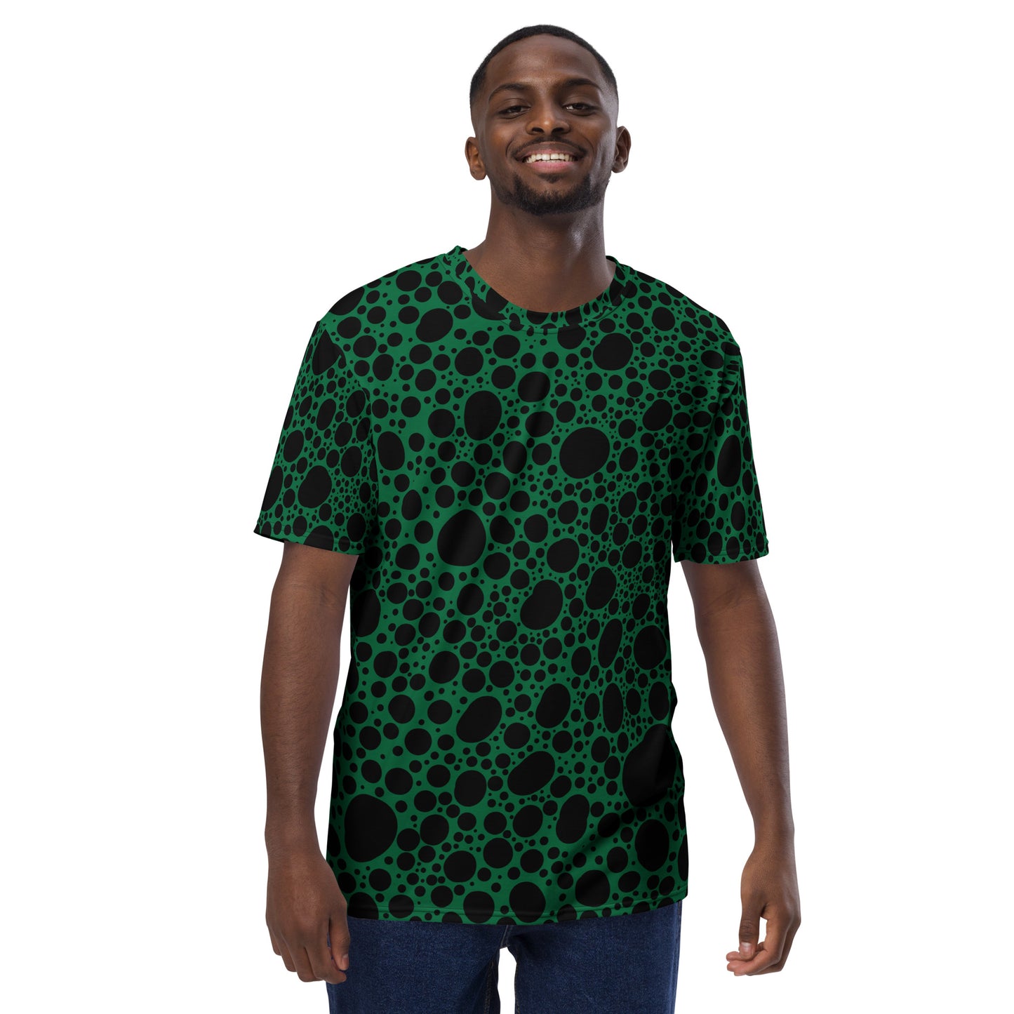 Noir Pointillism on Green Men's t-shirt