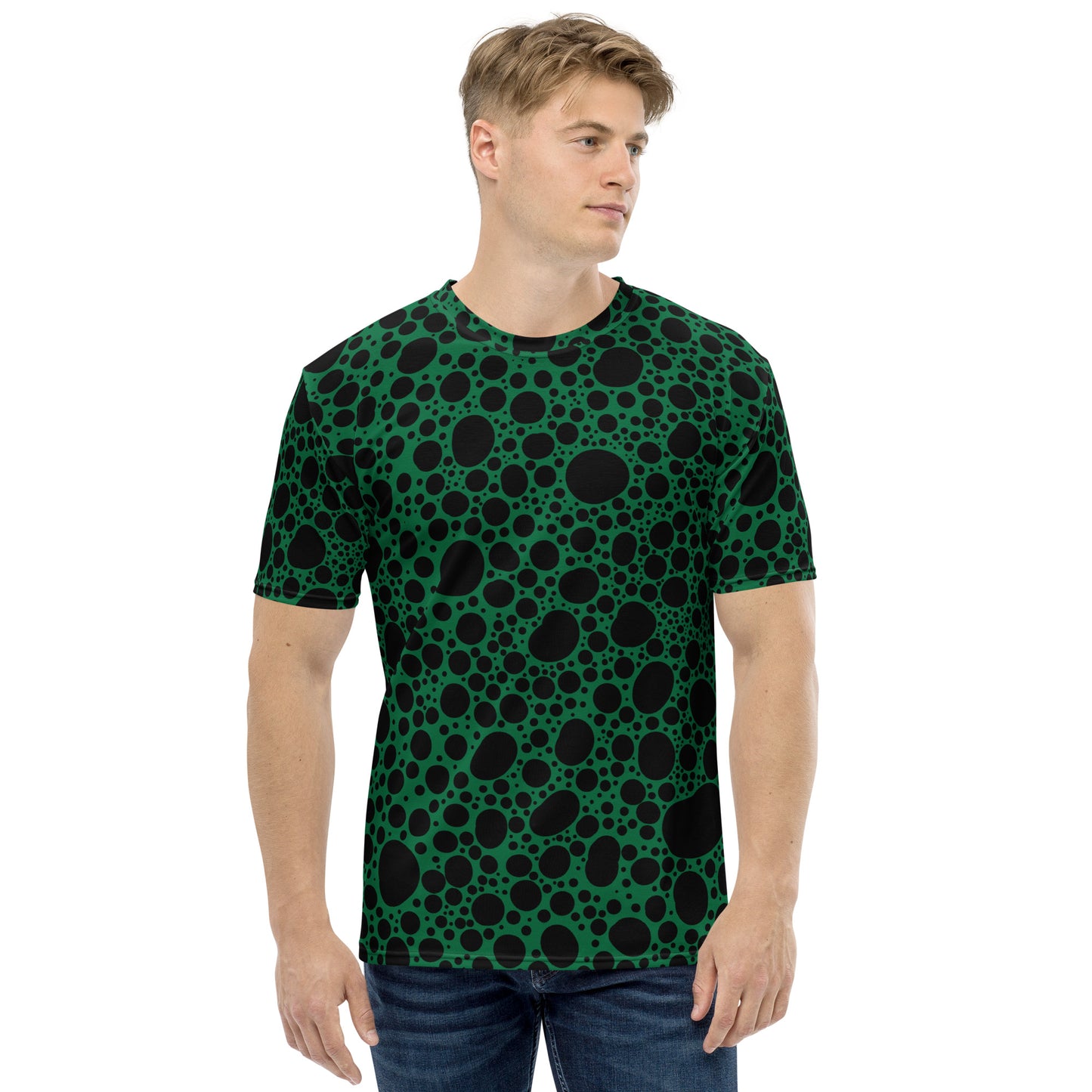 Noir Pointillism on Green Men's t-shirt