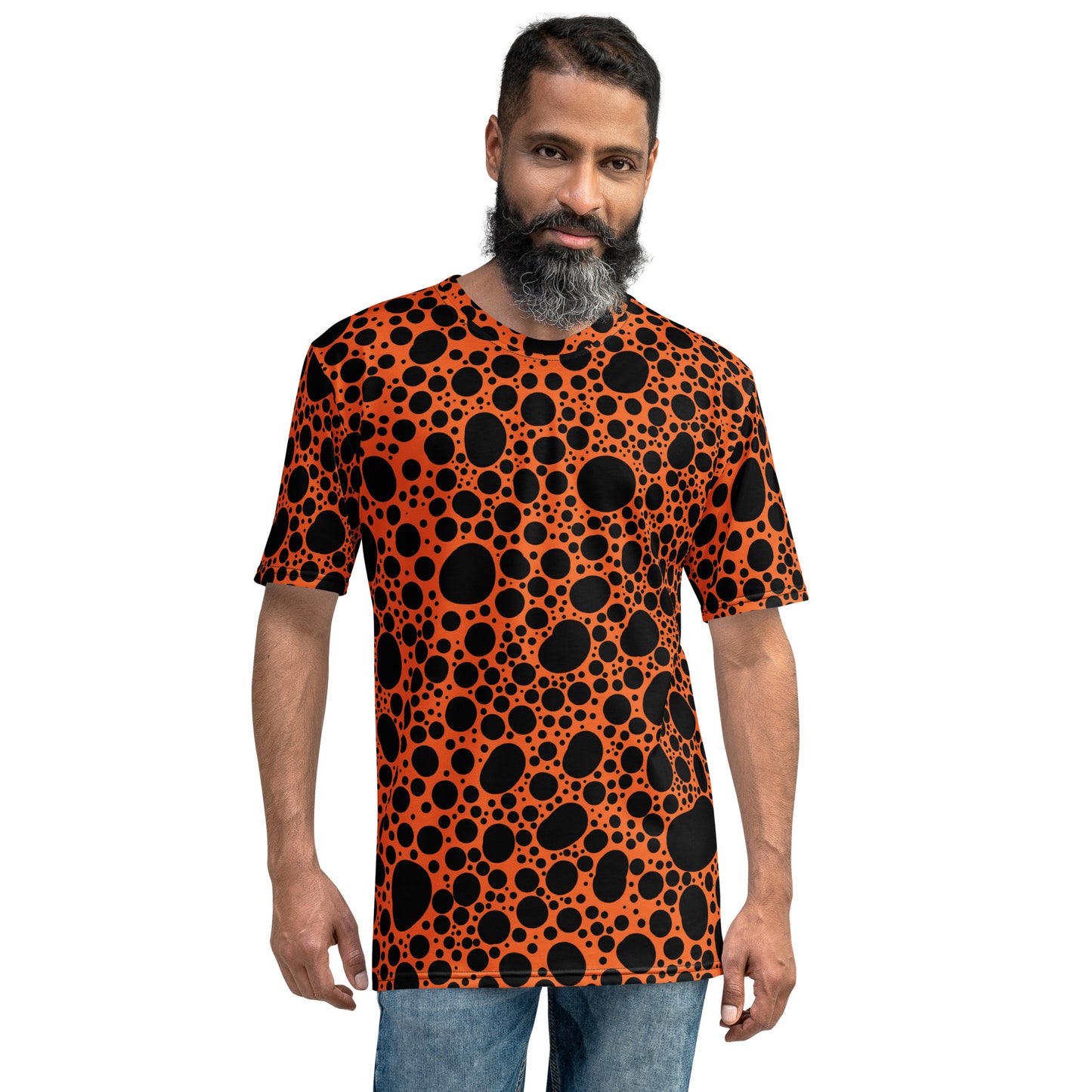 Noir Pointillism on Orange Men's t-shirt