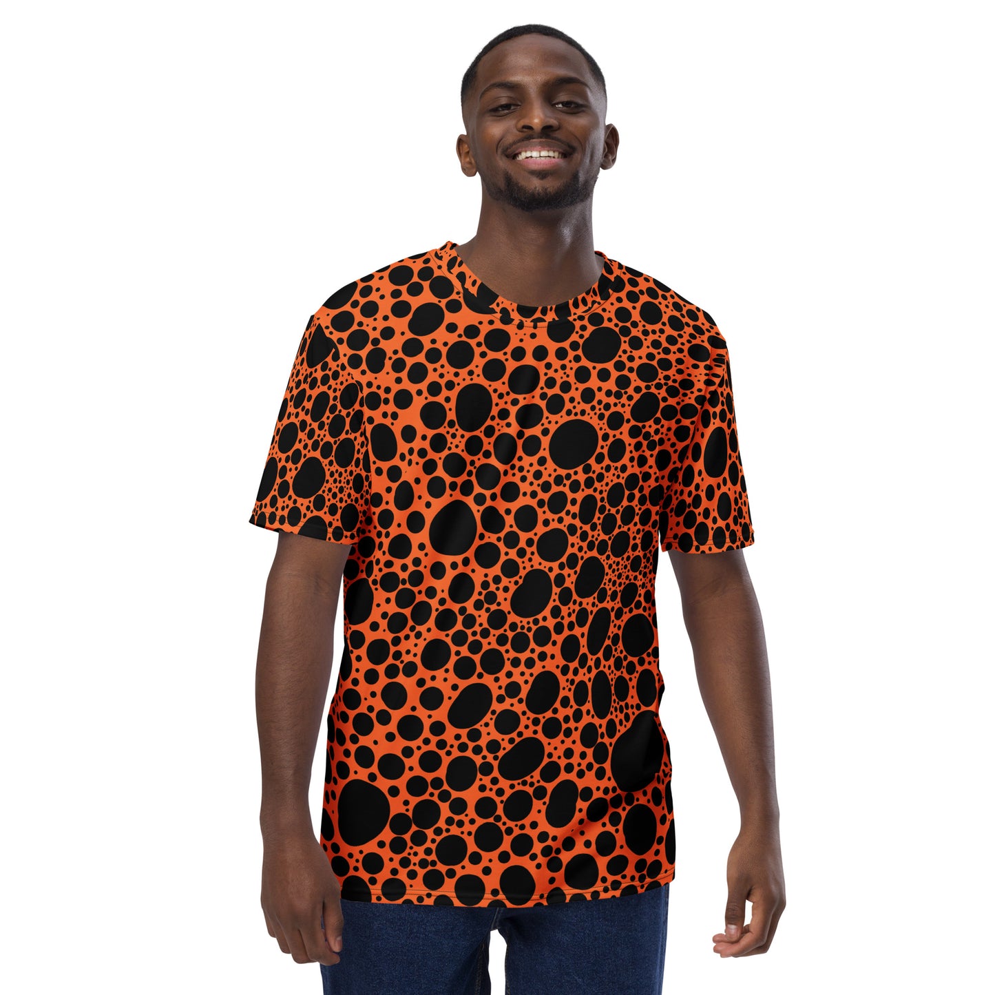 Noir Pointillism on Orange Men's t-shirt