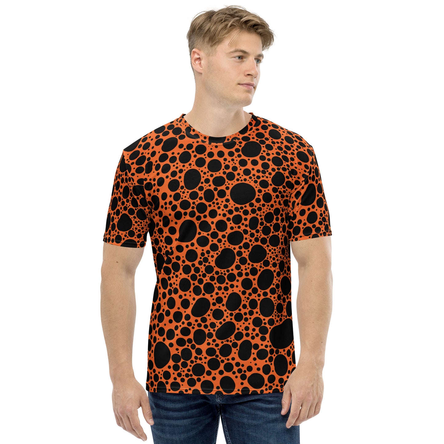 Noir Pointillism on Orange Men's t-shirt