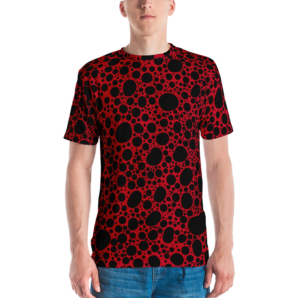 Noir Pointillism on Red Men's t-shirt