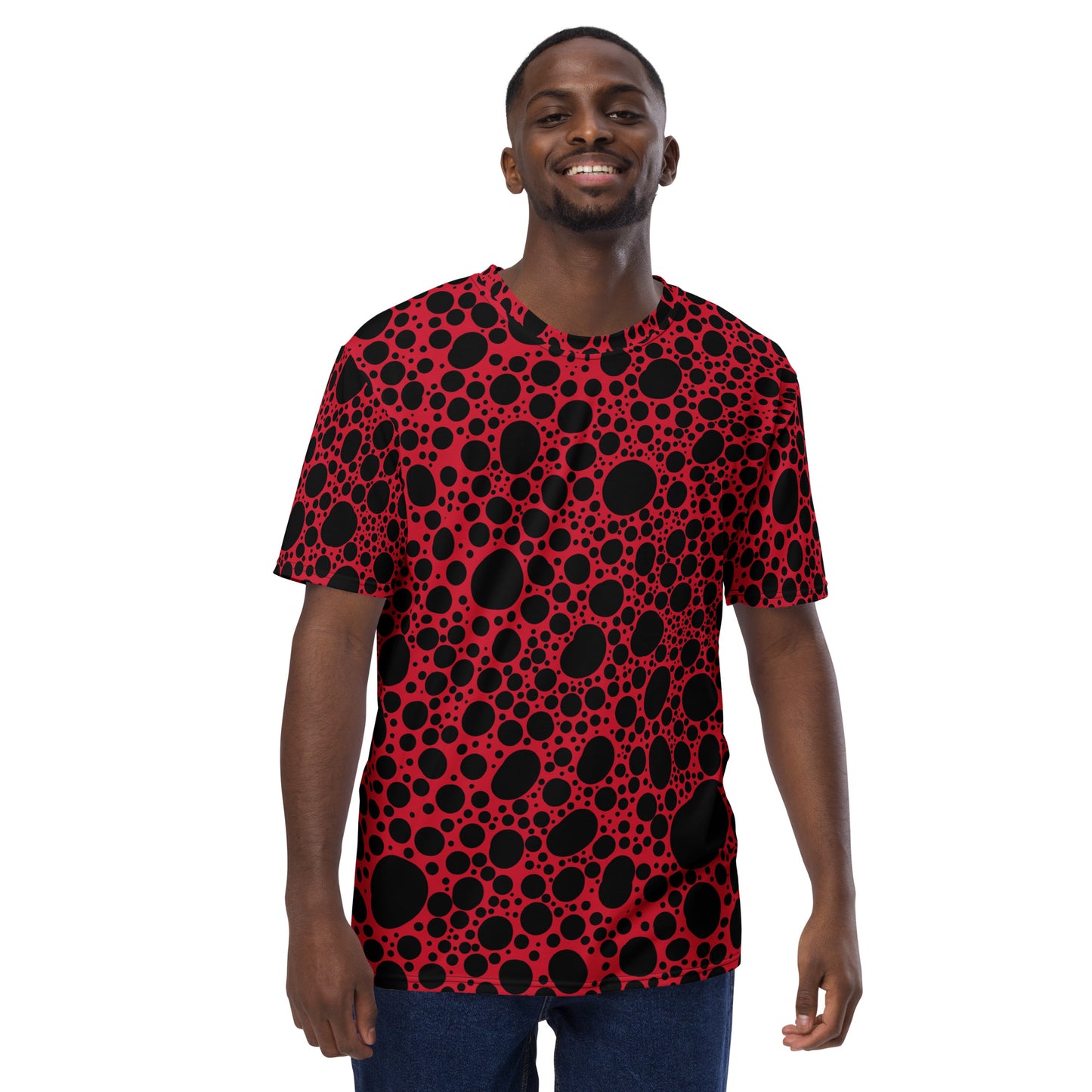 Noir Pointillism on Red Men's t-shirt