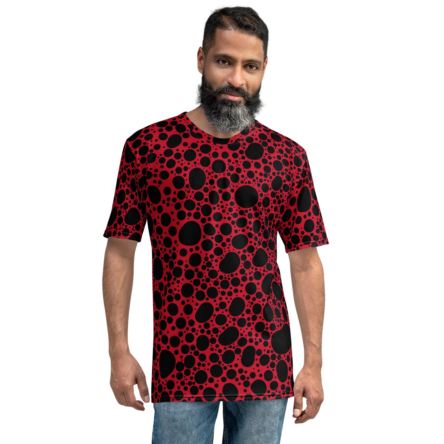 Noir Pointillism on Red Men's t-shirt