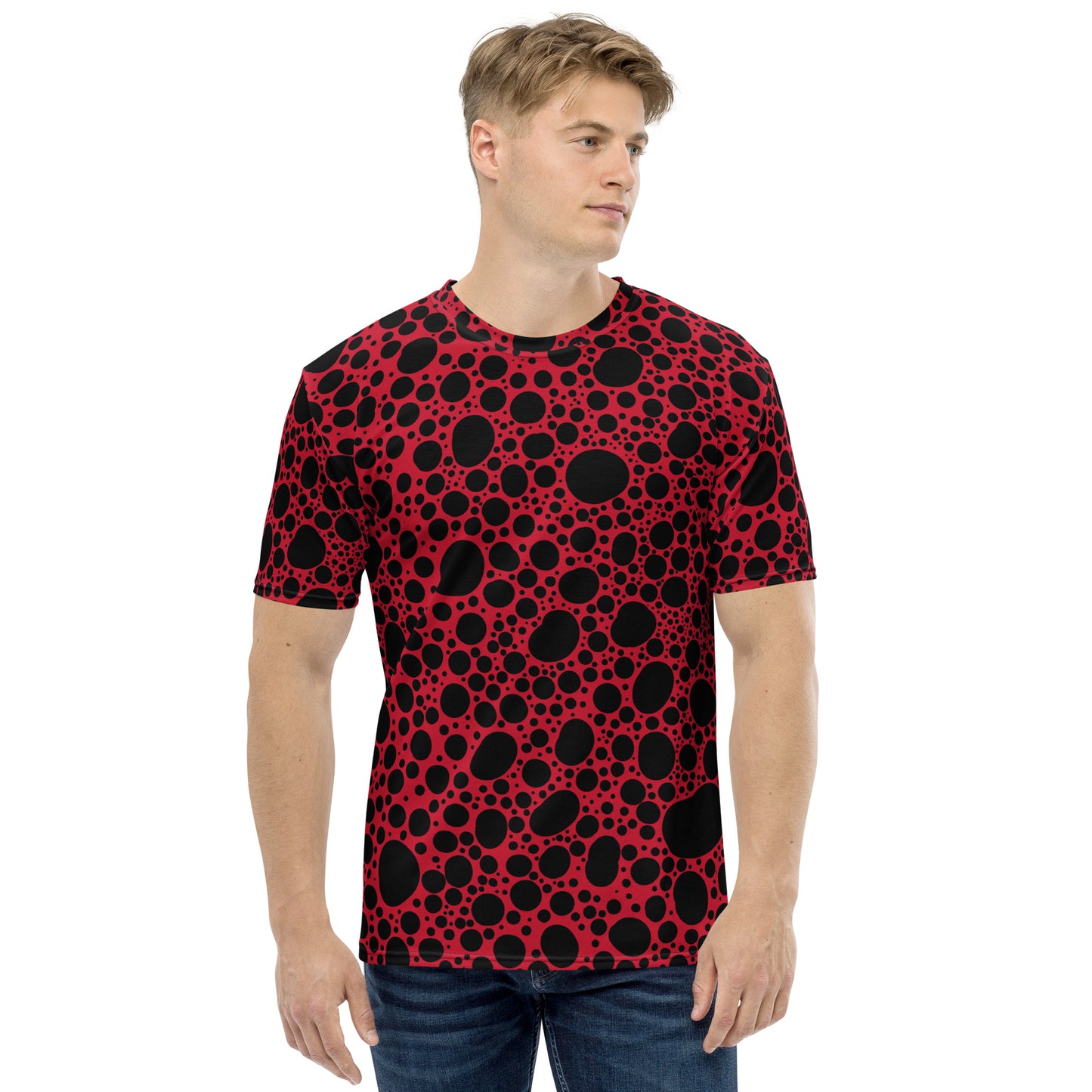 Noir Pointillism on Red Men's t-shirt